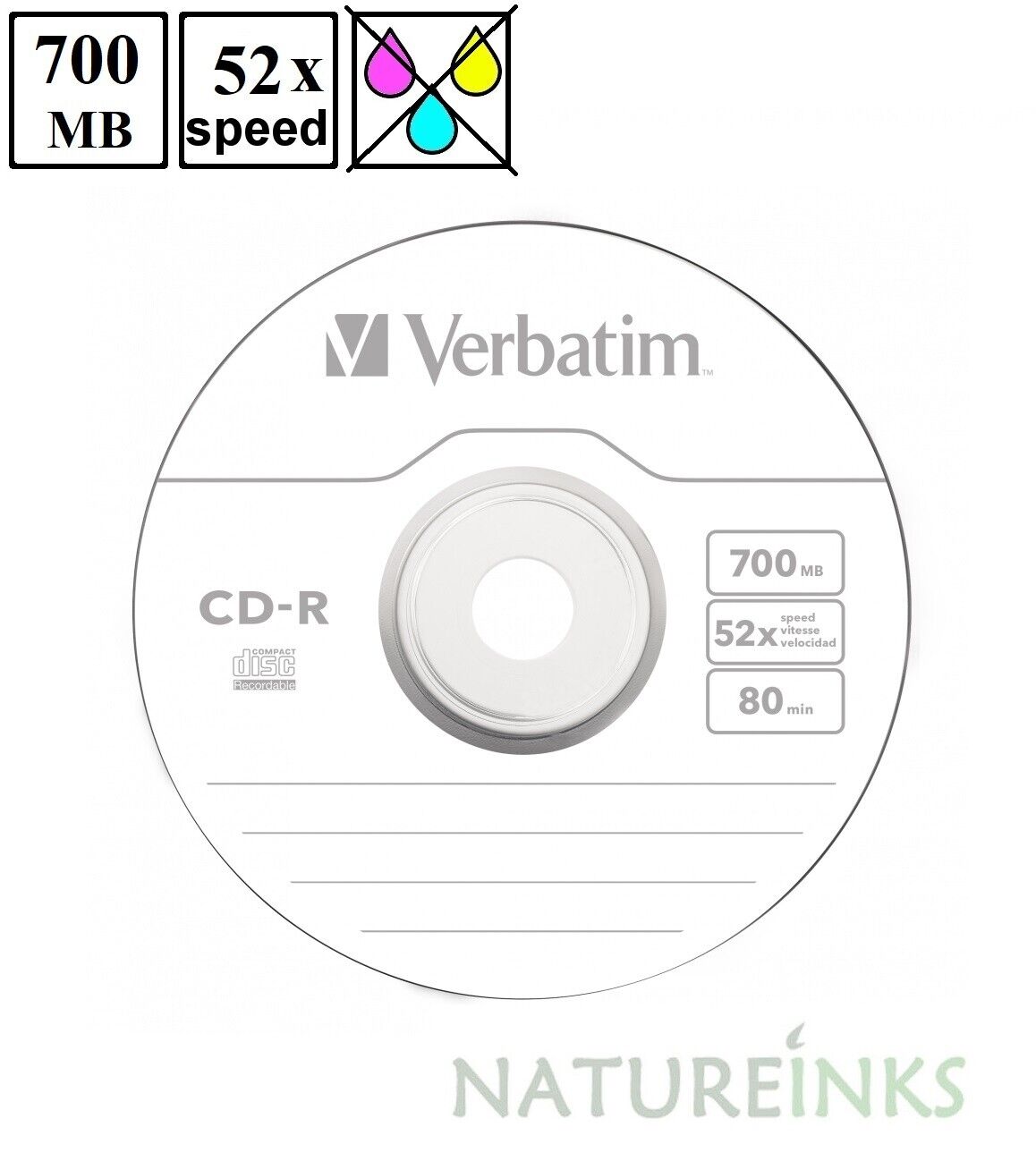 10 Verbatim Blank CD-R CD discs 80 Min 700MB Extra Protection sleeves 43411