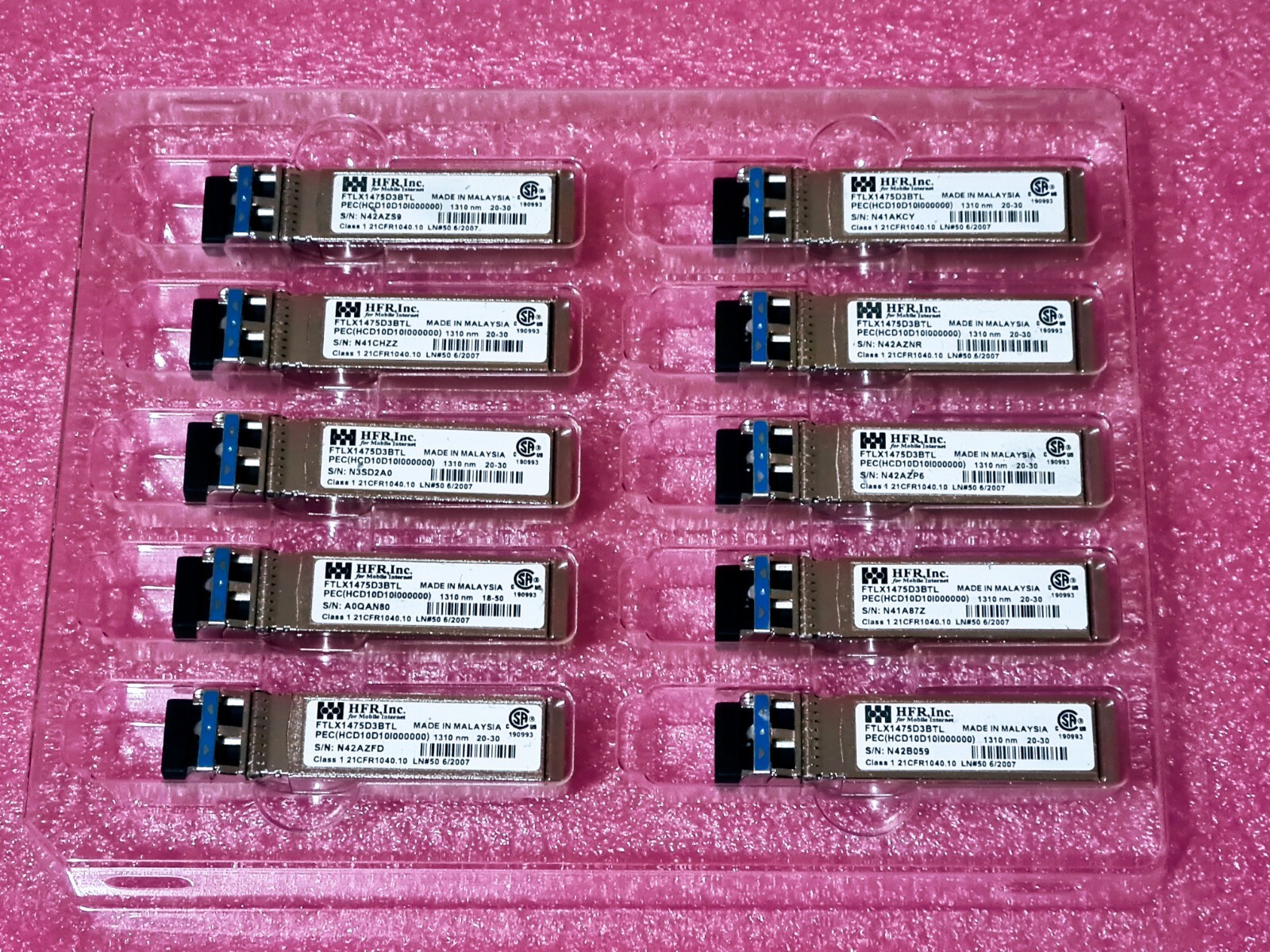 1PC Finisar HFR 10Gb 10km 1310nm Single Mode Datacom SFP+ FTLX1475D3BTL