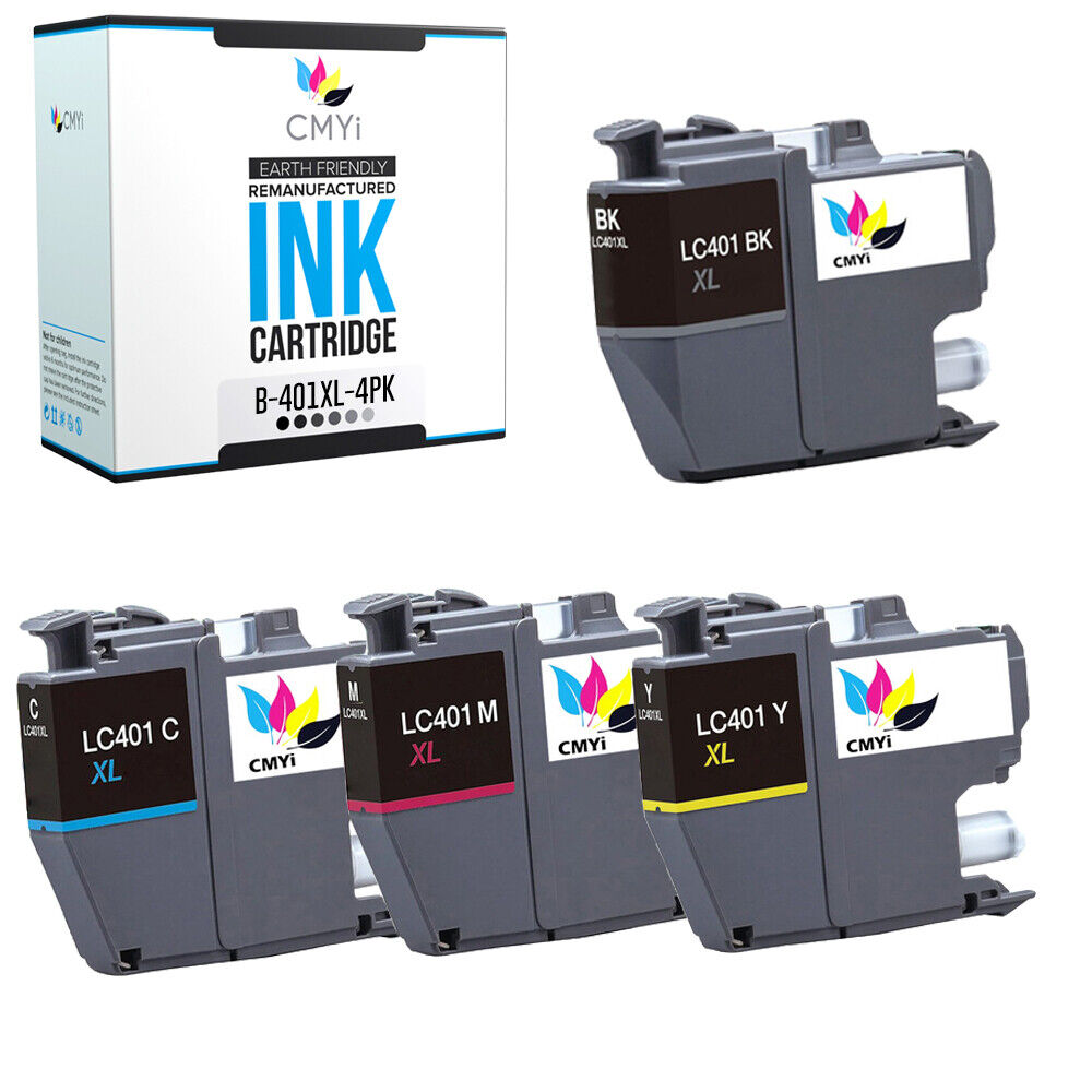 4pk LC401XL Ink Cartridges for Brother MFC-J1010DW MFC-J1012DW MFC-J1170DW