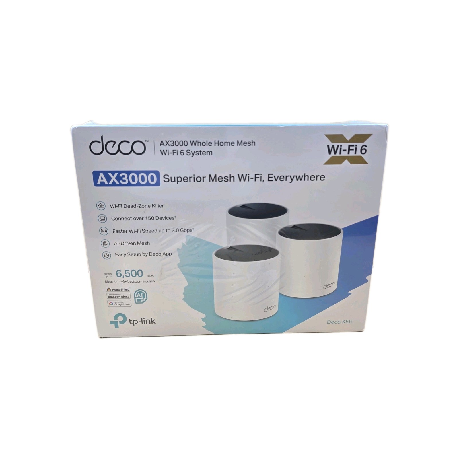 TP-LINK Deco X55 AX3000 Wi‑Fi 6 Whole Home Mesh Wi‑Fi System 3-Pack White