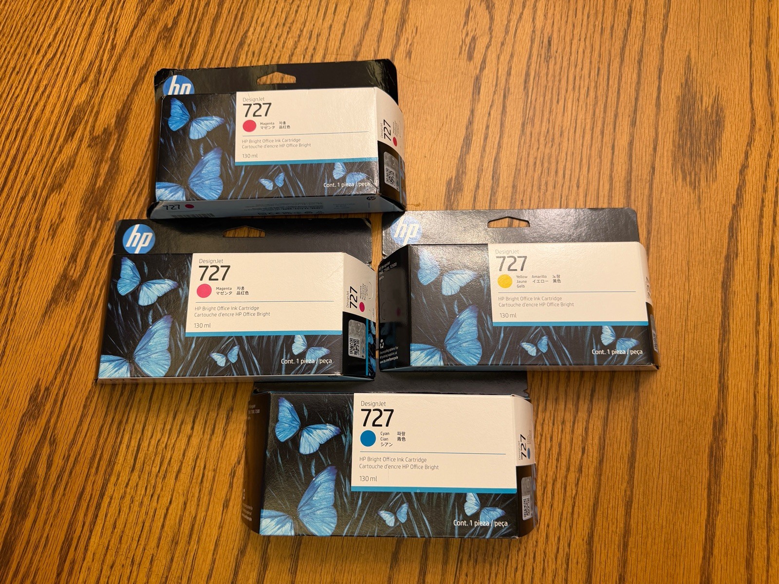 NEW OEM HP DesignJet 727 Magenta Cyan Yellow 130ML