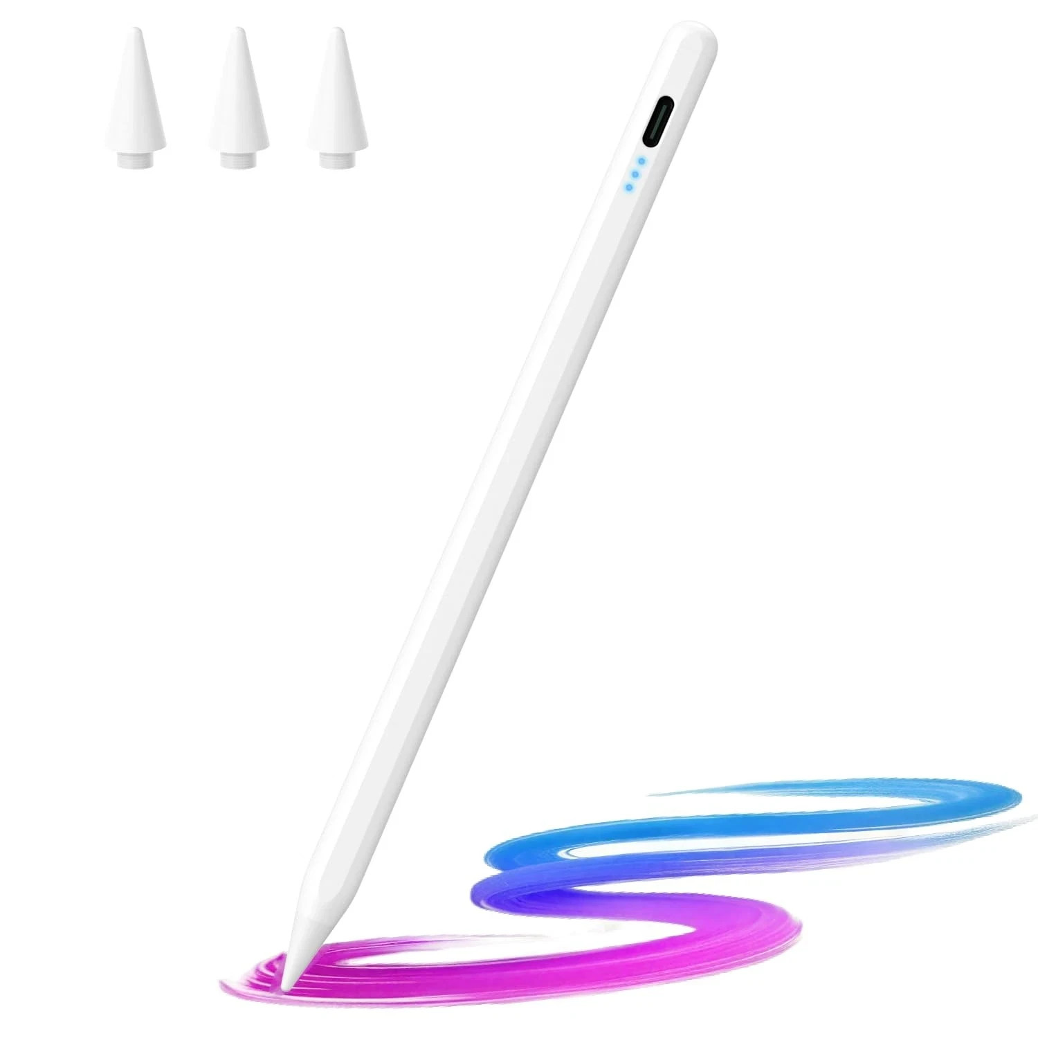 JAMJAKE Stylus Pen for iPad 2018-2025, 10 Mins Fast Charge with Tilt white 