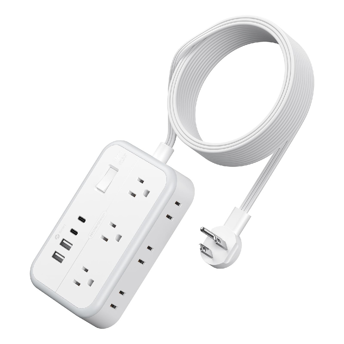 Ntonpower Extension Cord 15 Ft Power Strip 6 Outlets 4 Usb Charger2 Usb C Port