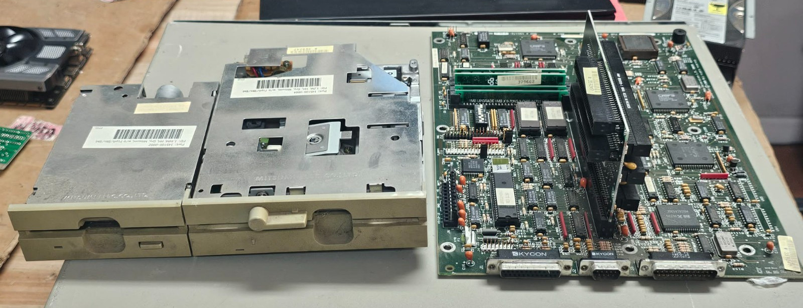Vintage Retro Combo CompuAdd 316X Motherboard / Riser and Dual Floppy Drive Lot