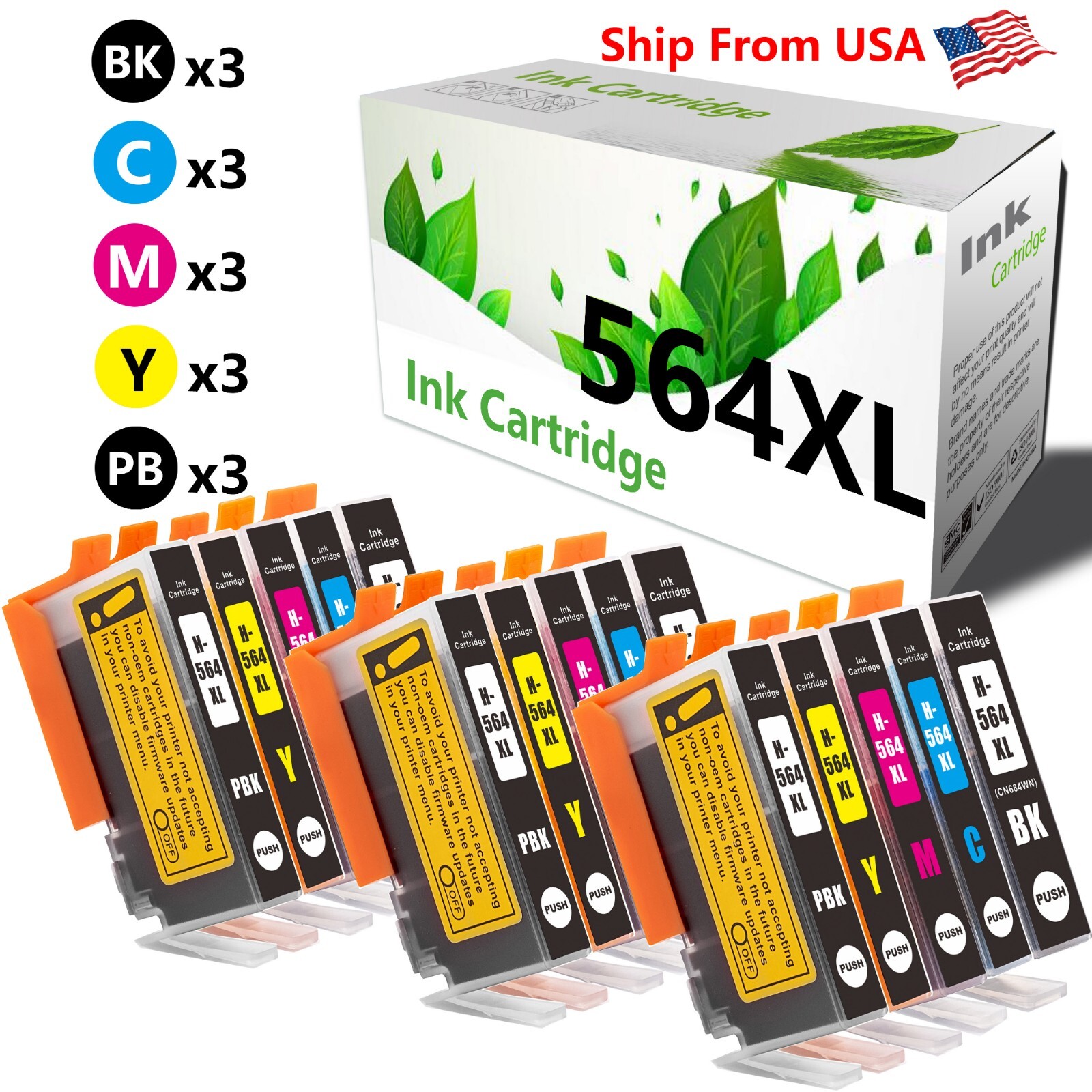 15PK 564 564XL Ink Cartridge For PhotoSmart C5393 C6300 C6324 C6388 Printer