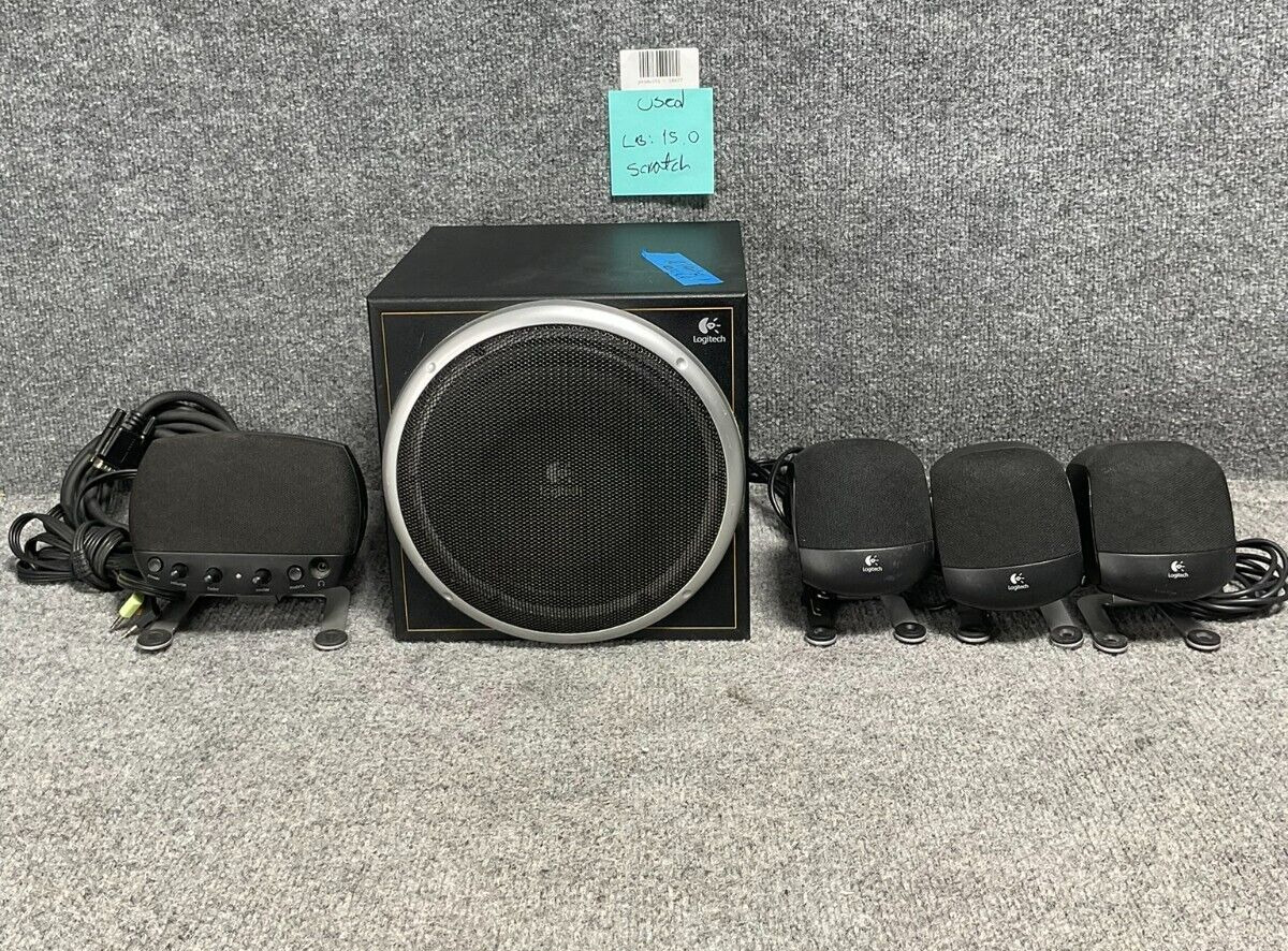 Logitech Z-640 S-0073A Subwoofer With 4 Mini Logitech Speakers In Black Color