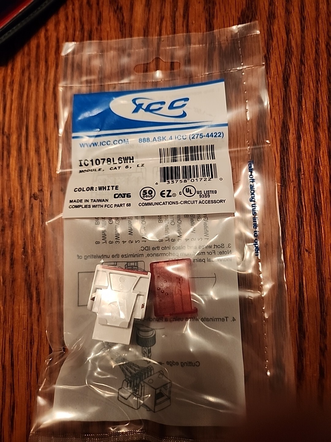 ICC CAT6JACKWH Modular Connector