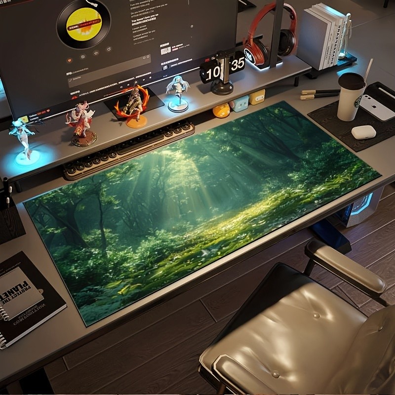 1pc Large Desk Mat Compatible for PC Gaming & Office, Non-Slip Rubber Base wit