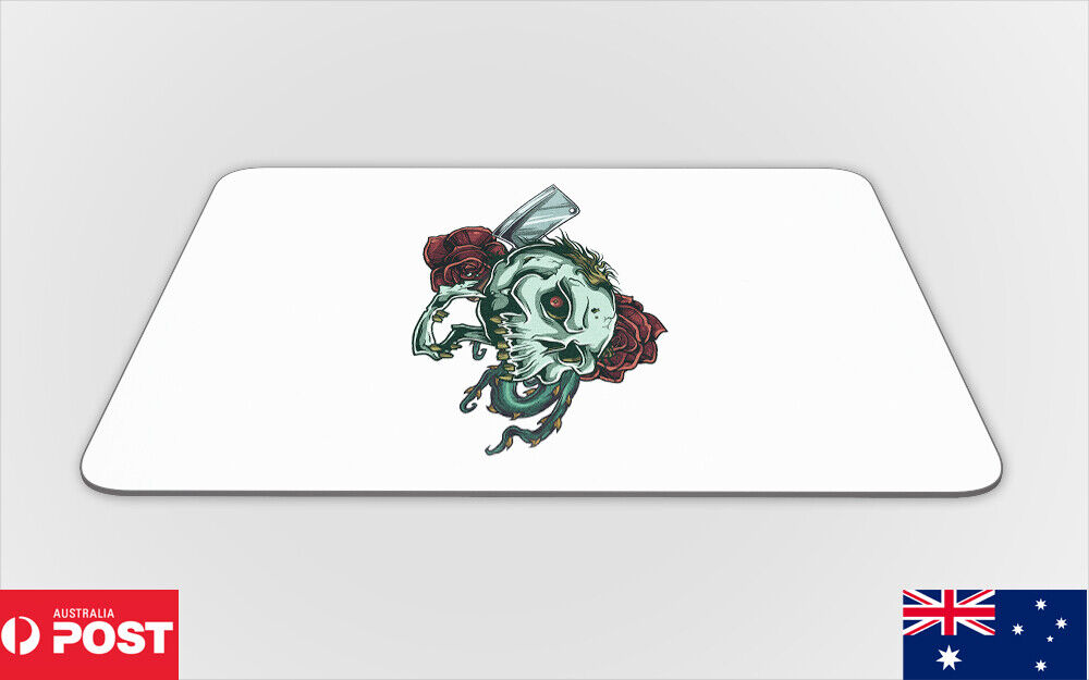 MOUSE PAD DESK MAT ANTI-SLIP|SKULL WITH WINGS AND ROSES 2
