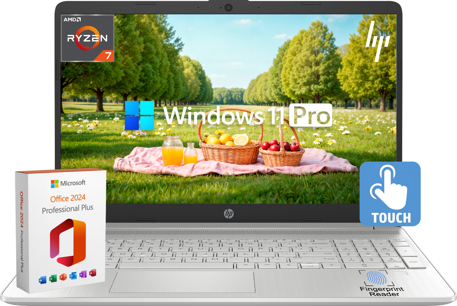 HP Laptop Notebook 15.6" FHD Touch AMD Ryzen 7 Up to 32GB RAM 2TB SSD Win 11 Pro