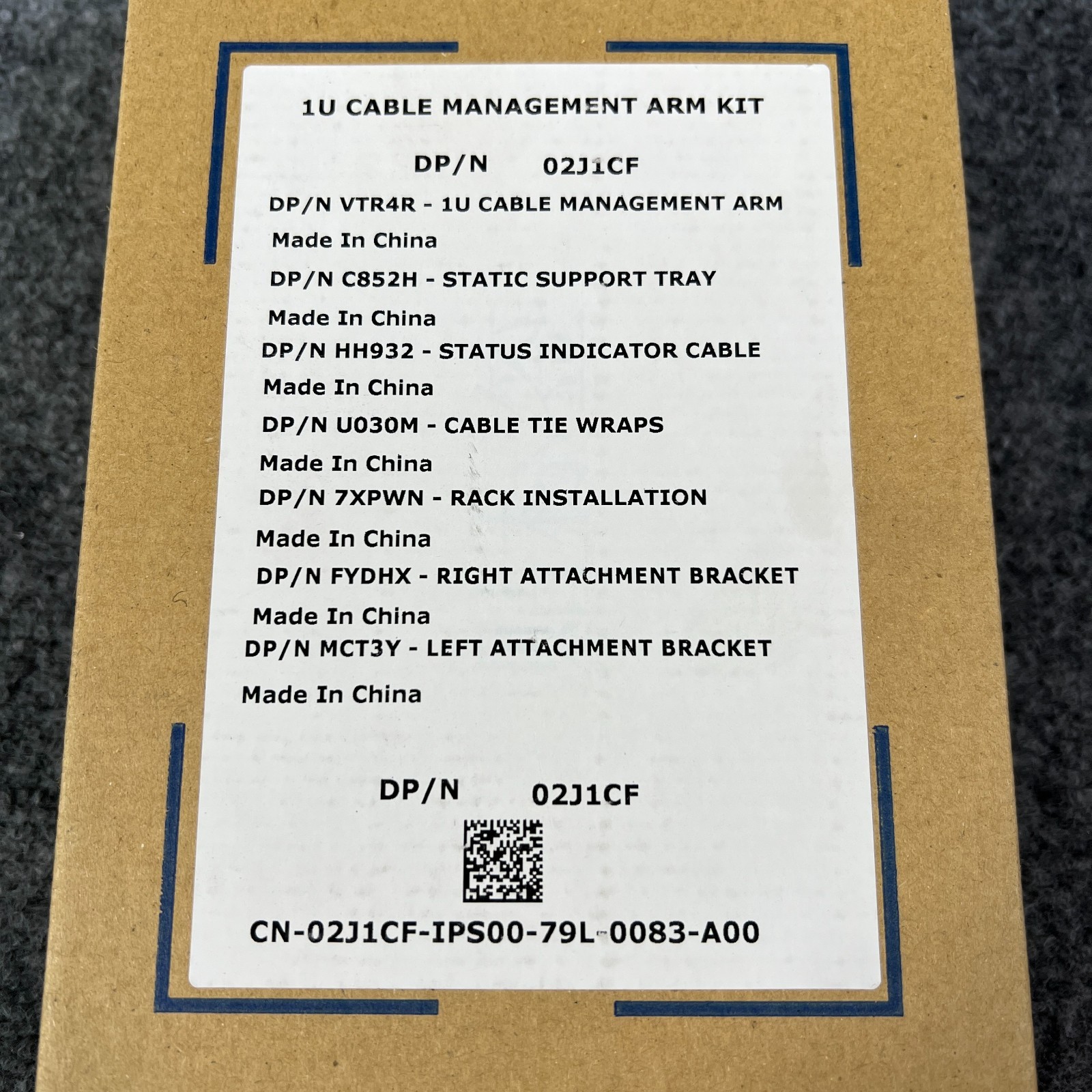 Dell 02J1CF 1U Cable Management Arm Kit PowerEdge R320 R420 R620 R630 NEW