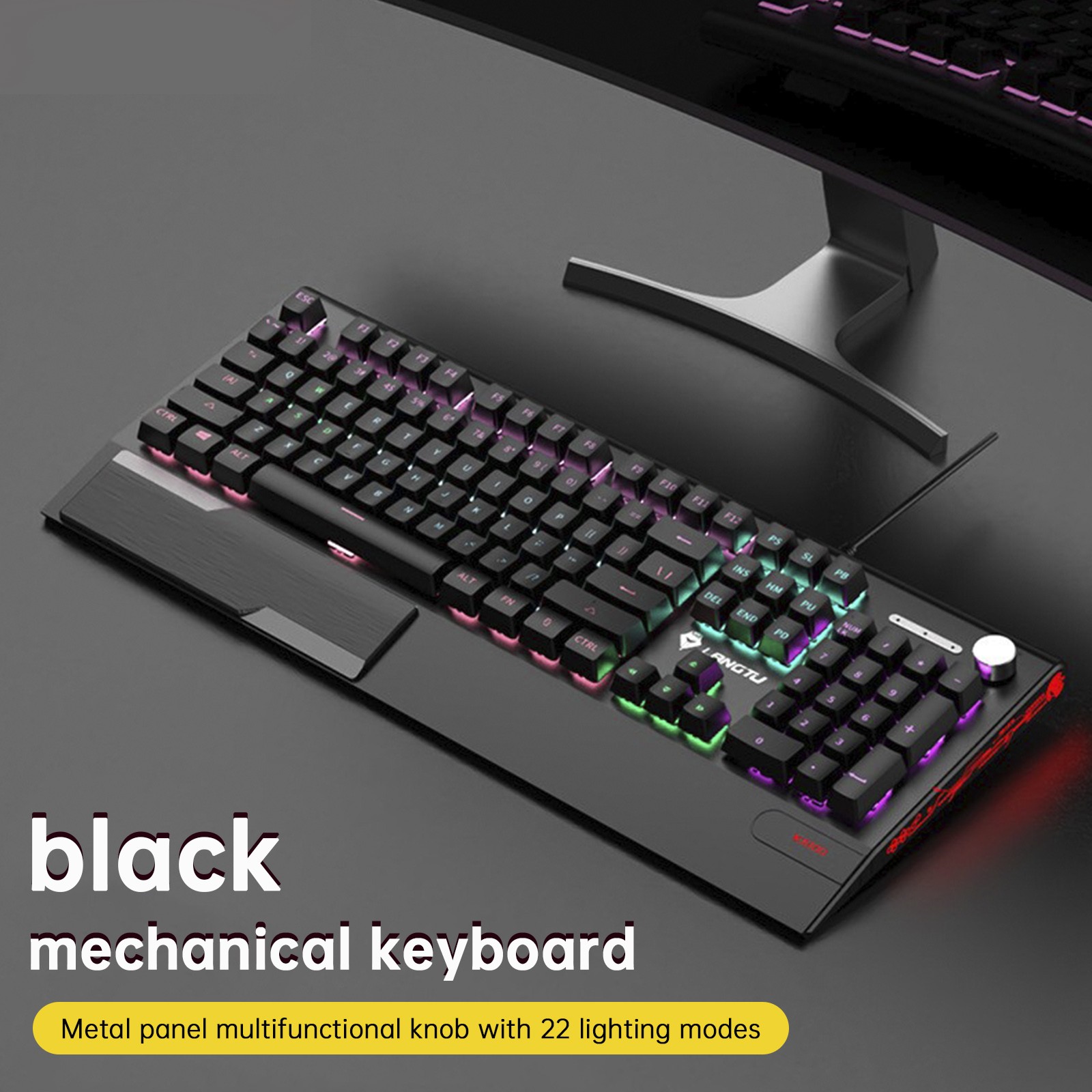 K1000 Mechanical Keyboard Wired 104key Red Switche for PC Chroma RGB Wrist Rest