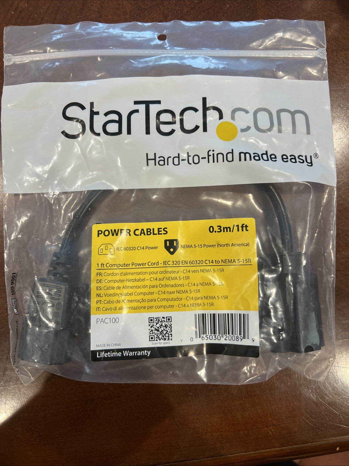 StarTech Power Extension Cord IEC 60320 C14- New In Package
