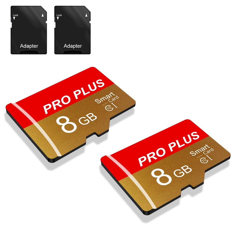 2 Pack TF Card 8GB with Adapter, High Speed Memory Card, UHS-I C10 A1 Memory TF