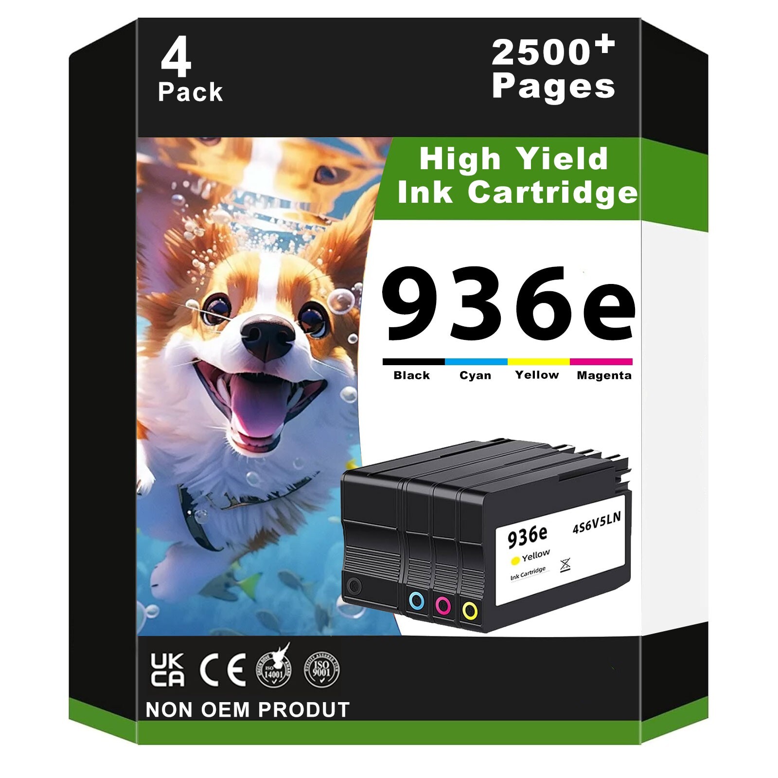 4 Pack 936e Ink Cartridge Compatible for  9125e 9135e 9730e 9110b 9130b 9128e