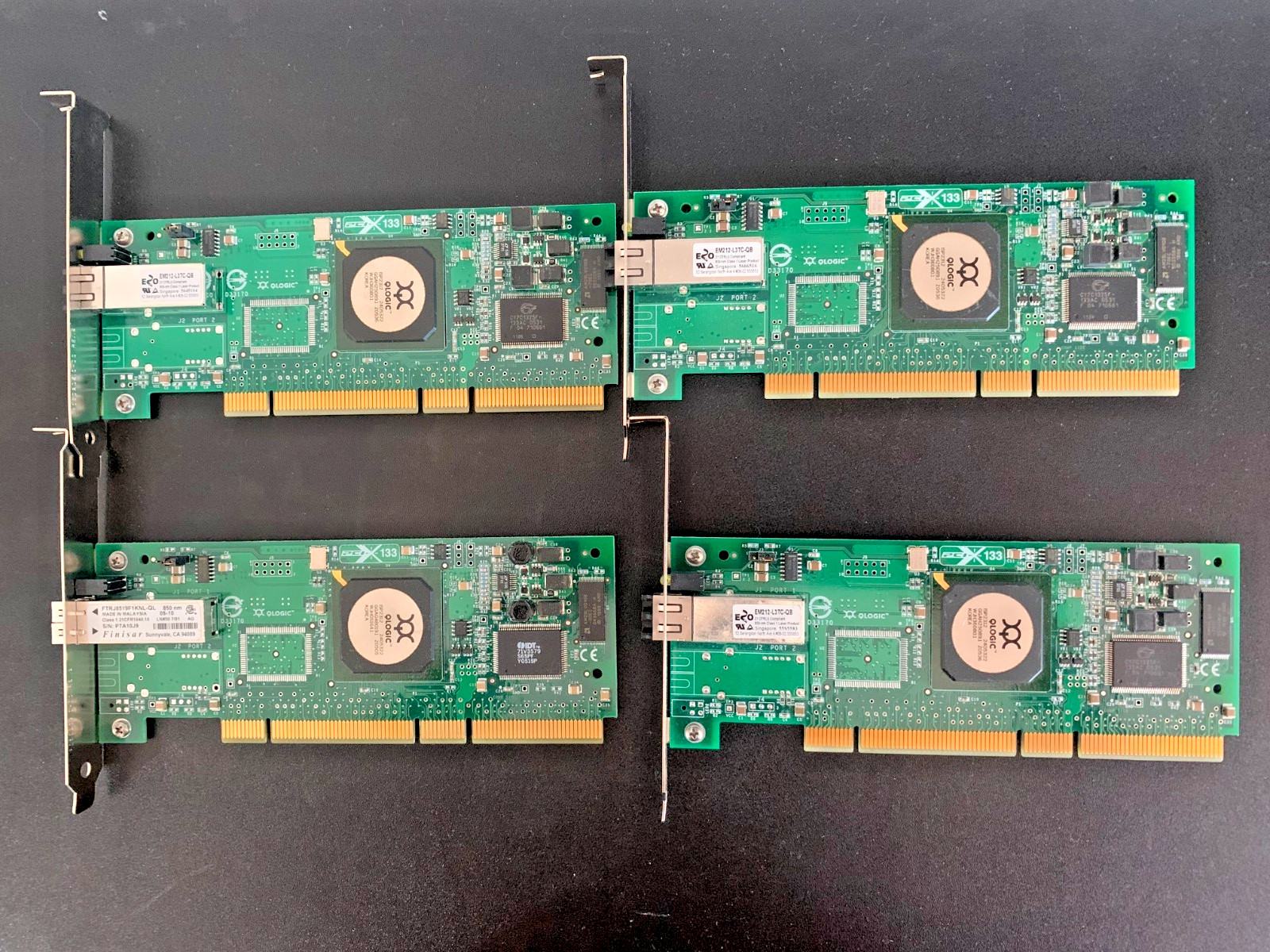LOT FOUR Q-Logic FC5010409 QLA2340 PCI-X SINGLE Port 2GB Fiber Channel Adapter