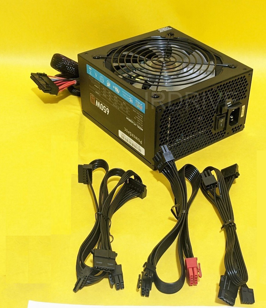 PowerSpec RGB LED Fan 650W 80plus Bronze 2x PCIE Modular ATX 12V Power Supply PS