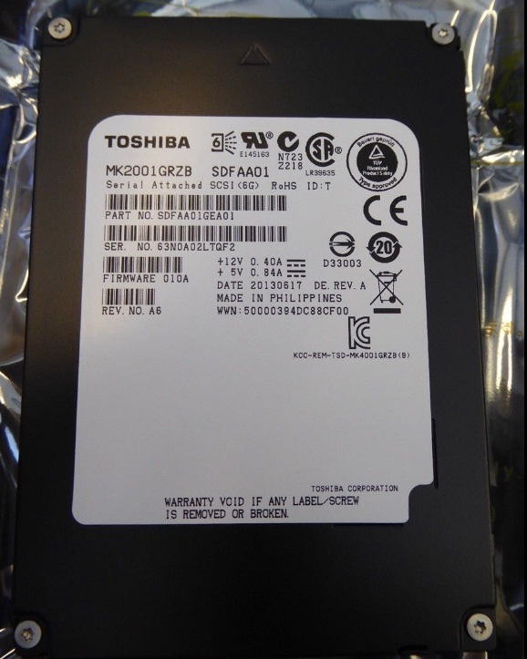 Toshiba MK2001GRZB 200Gb SAS-II 6.0Gbps SLC 2.5-Inch SFF Solid State Drive *New*