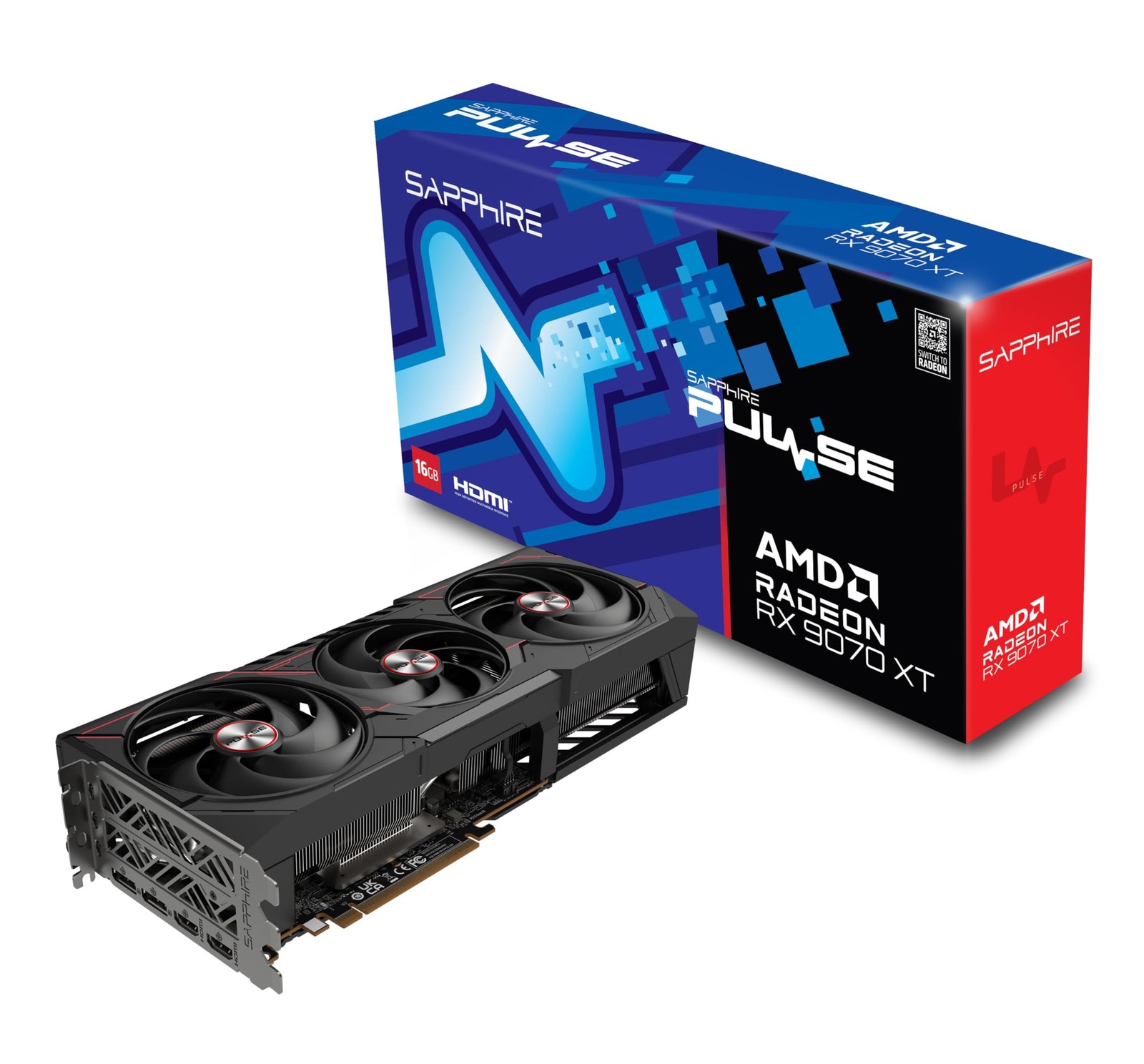 Sapphire 11348-03-20G Pulse AMD Radeon™ RX 9070 XT Gaming Graphics Card wi