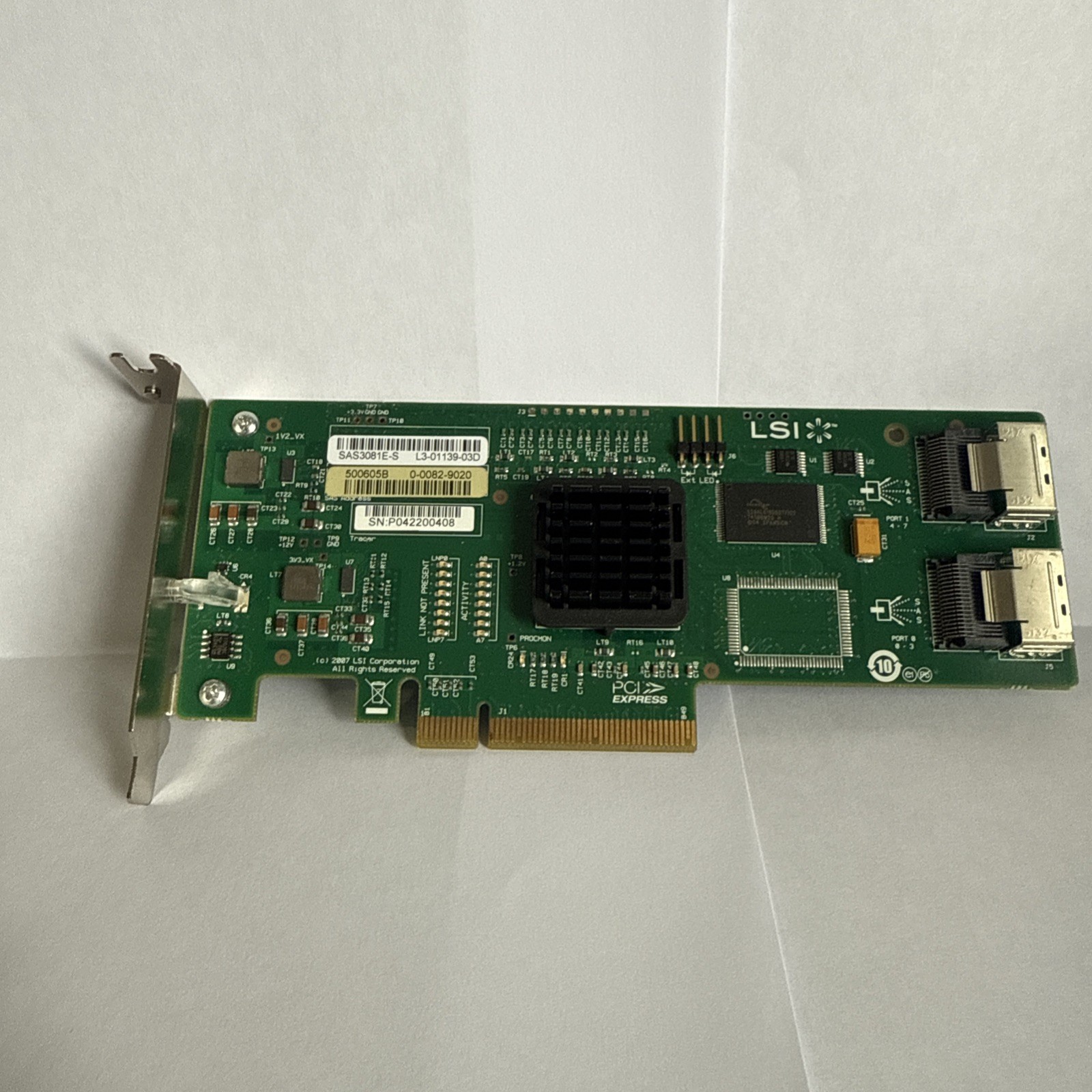 SUN 371-3255-03 LSI SAS3081E-S SAS 8 Port RAID Controller PCIe Card