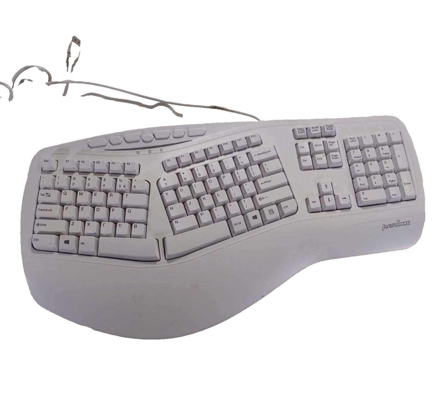 Perixx Wired Ergonomic Keyboard Periboard-512B White KB for Wrist Relief