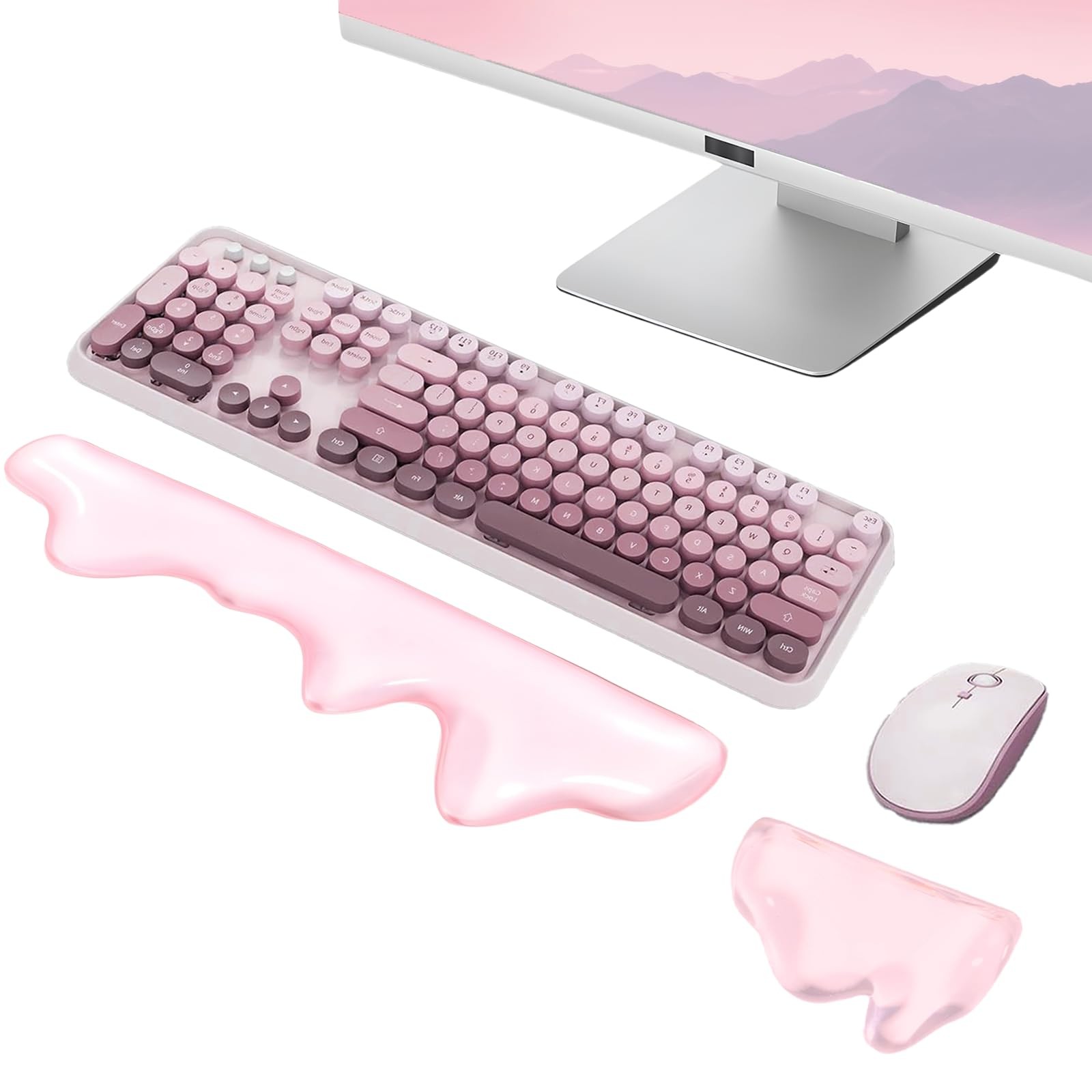 Gel Mountain Wrist Rest for Keyboard and Mouse Abstract 2PCS, Pink
