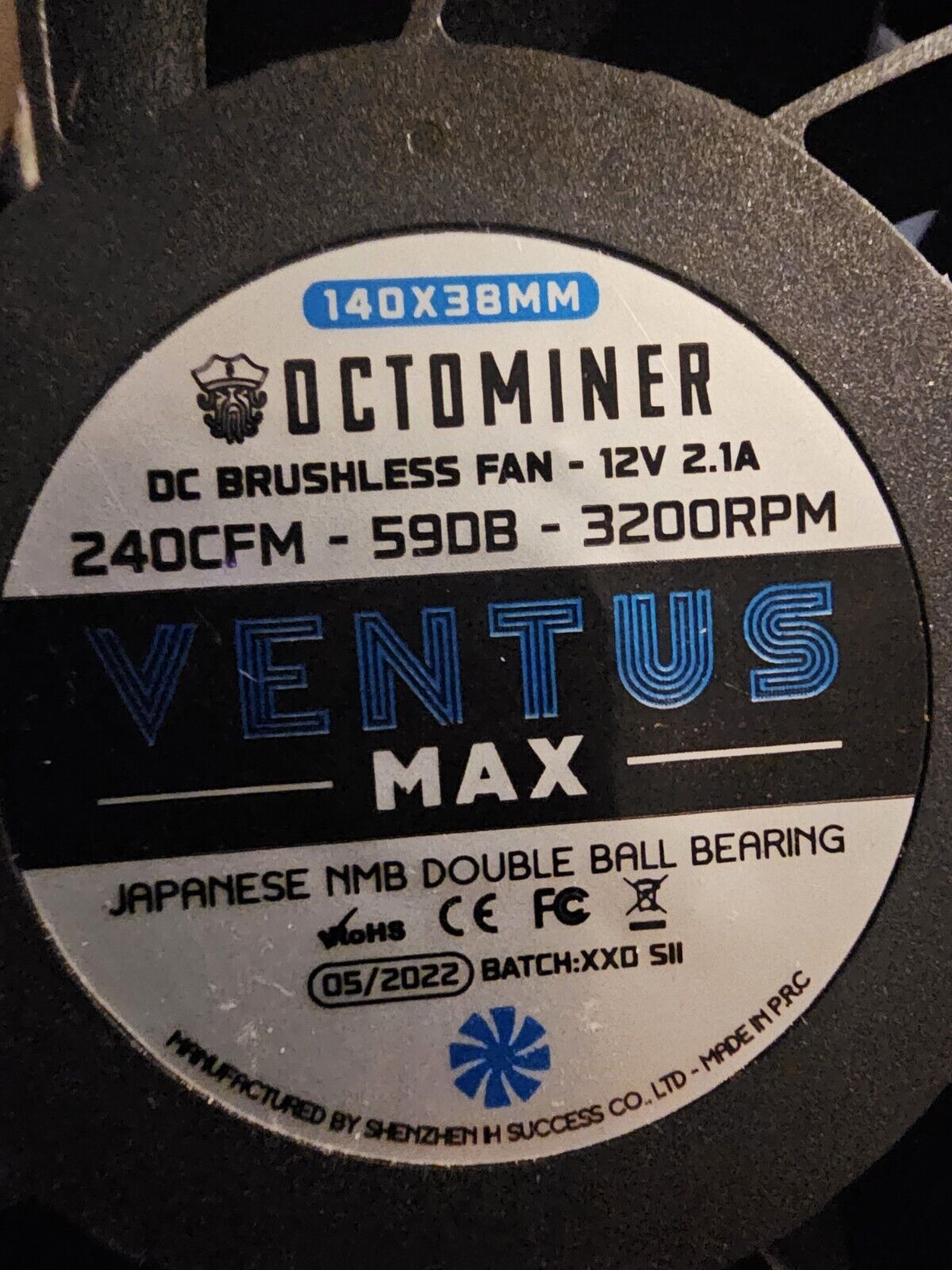 Original NEW Octominer Ventus High Performance 240CFM Miner Fan for X12/X8Ultra