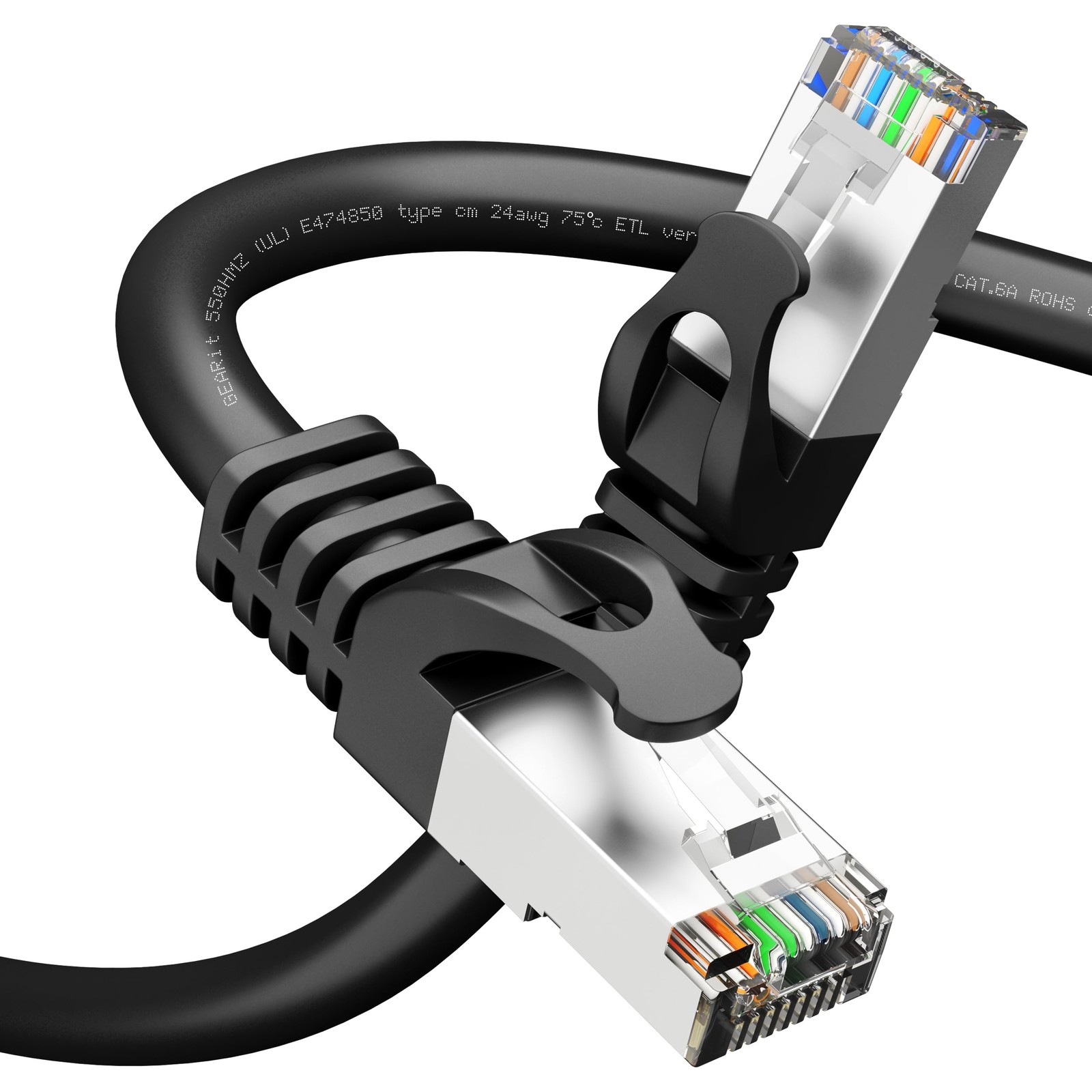 150 FT Blue Cat6A Shielded Snagless SSTP/SFTP Solid Bare Copper Ethernet Cable