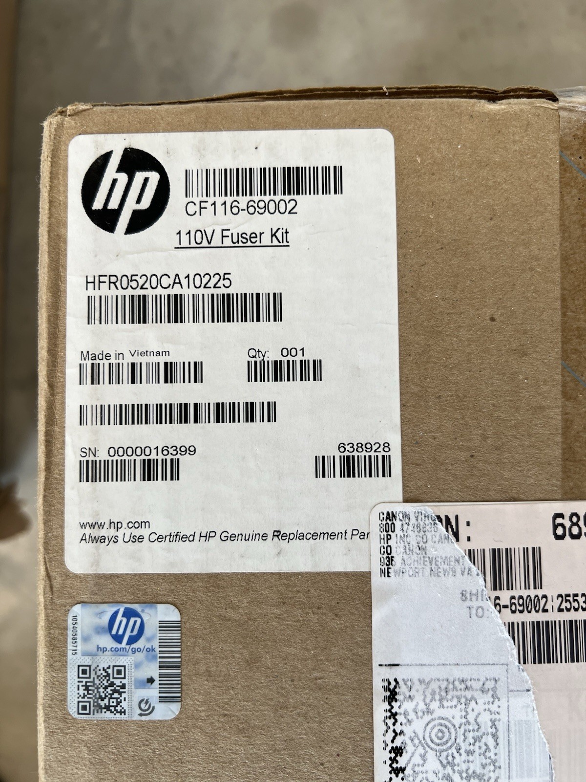 HP Service maintenance/fuser kit - For 110VAC and 220VAC (CF116-69002)