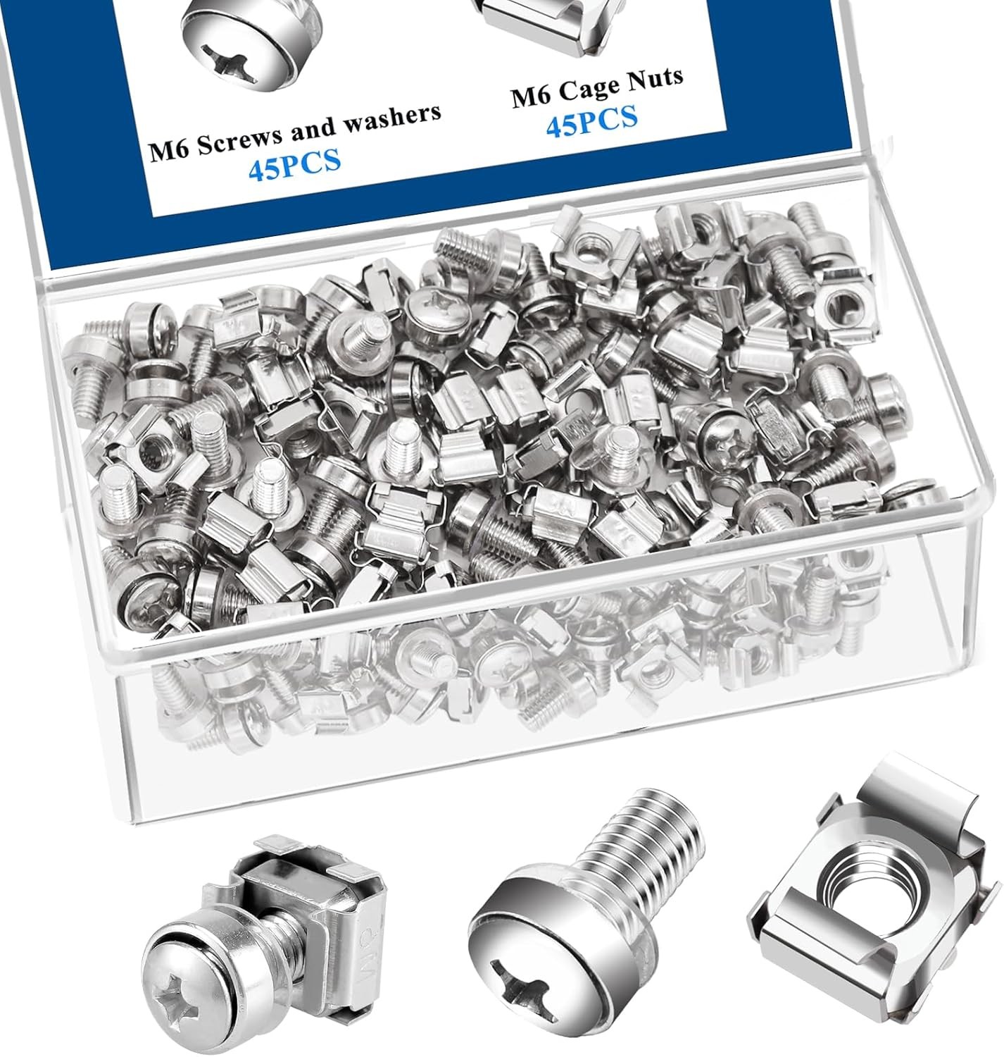 45 Pack M6 x 16mm Rack Mount Screws,Cage Nuts for Rack Mount Server Shelves,Rout
