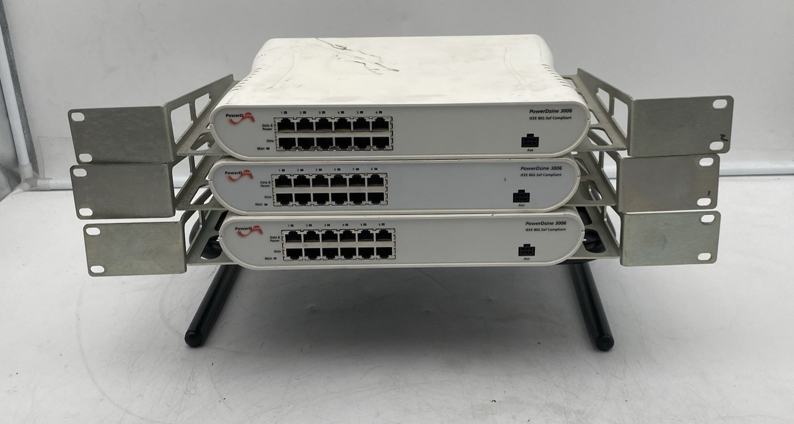 LOT OF 3 PowerDsine 3006 12 Port Power Over Ethernet Switch with Rack Mount