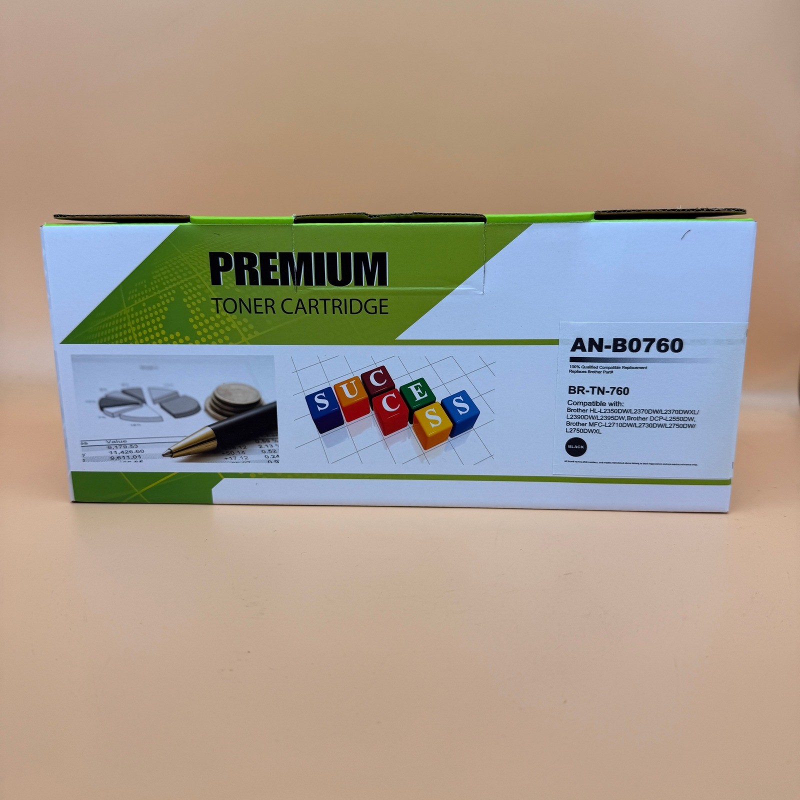 Premium Printer Toner Cartridge AN-B0760 EXP 10/2027 For Brother BR-TN760 Black