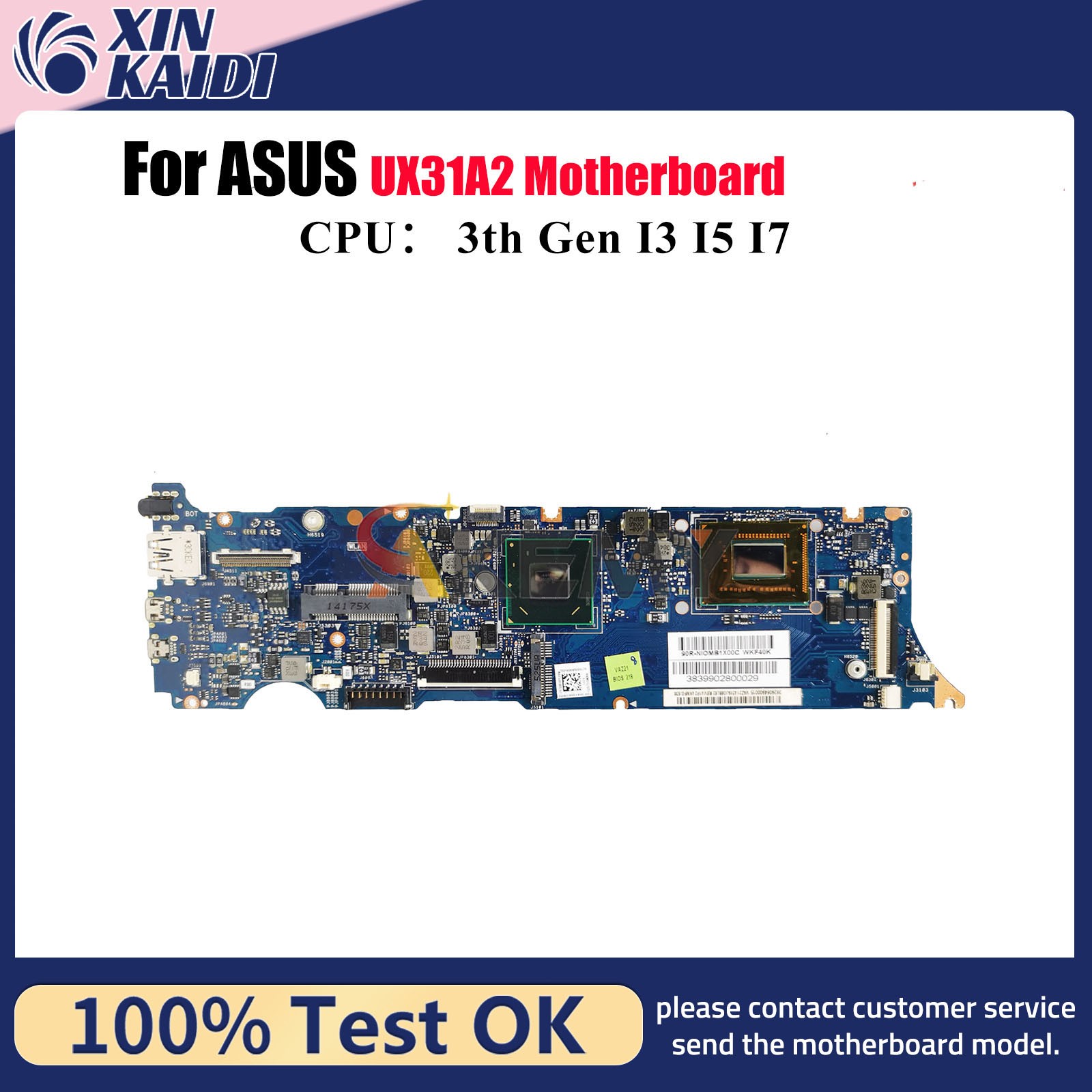 UX31A2 Laptop Motherboard For ASUS ZenBook UX31A Mainboard W/ I3 I5 I7 CPU