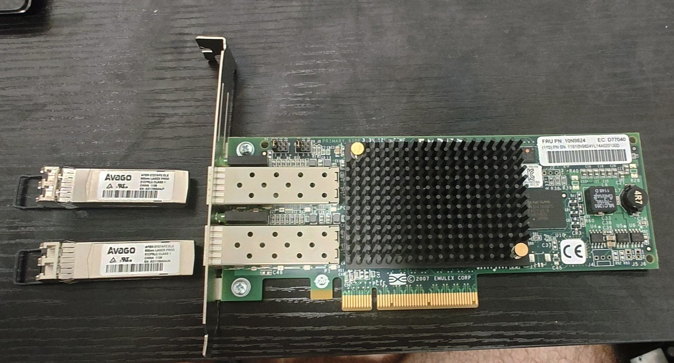 IBM 10N9824 Emulex 8Gb 2-Port Fibre Channel HBA PCIe x8 w/ 2 SFP+ 577D