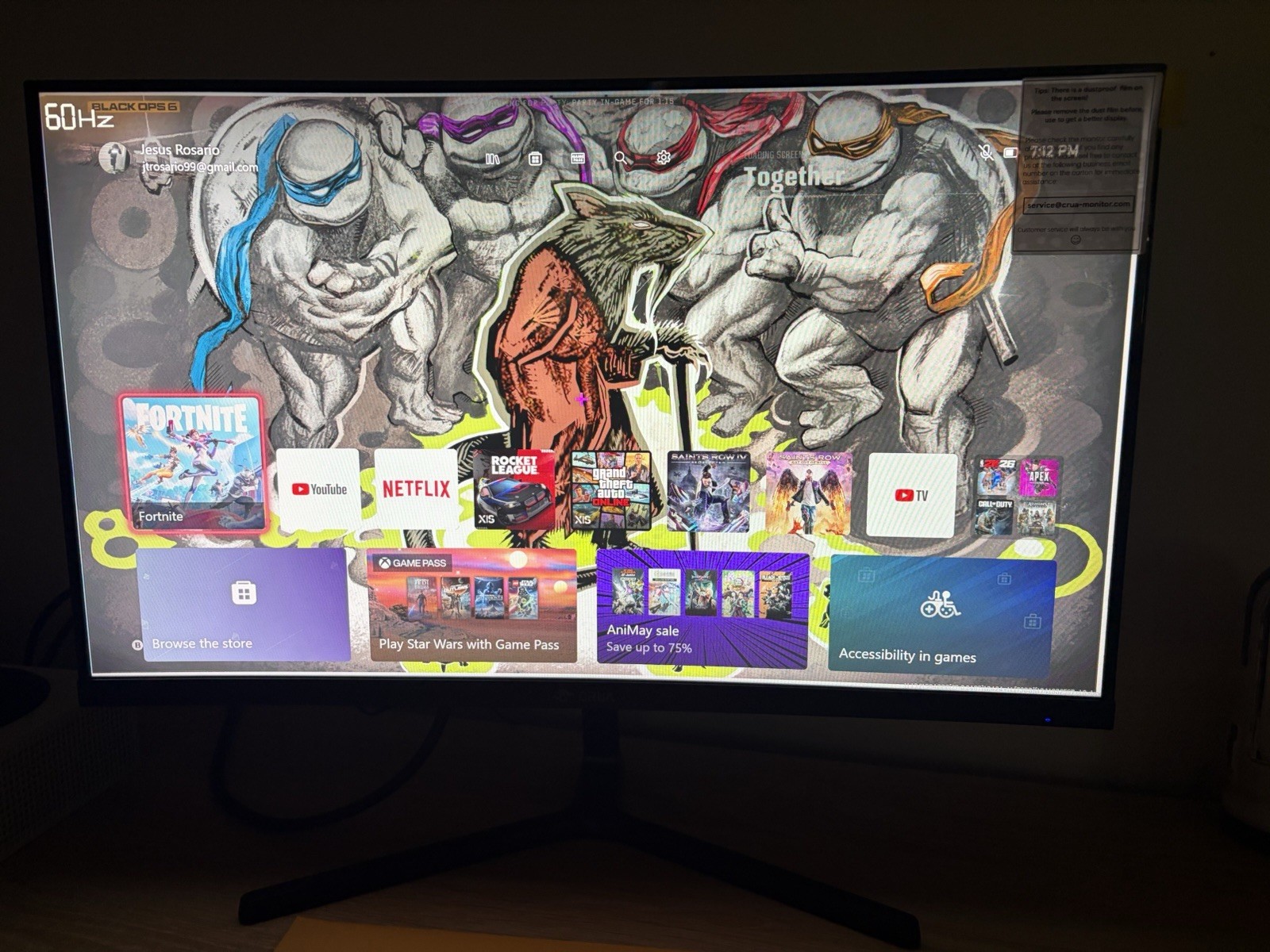 CRUA CRUA Monitor 24in LED Computer Monitor 1920x1080 60Hz 16:9 Black