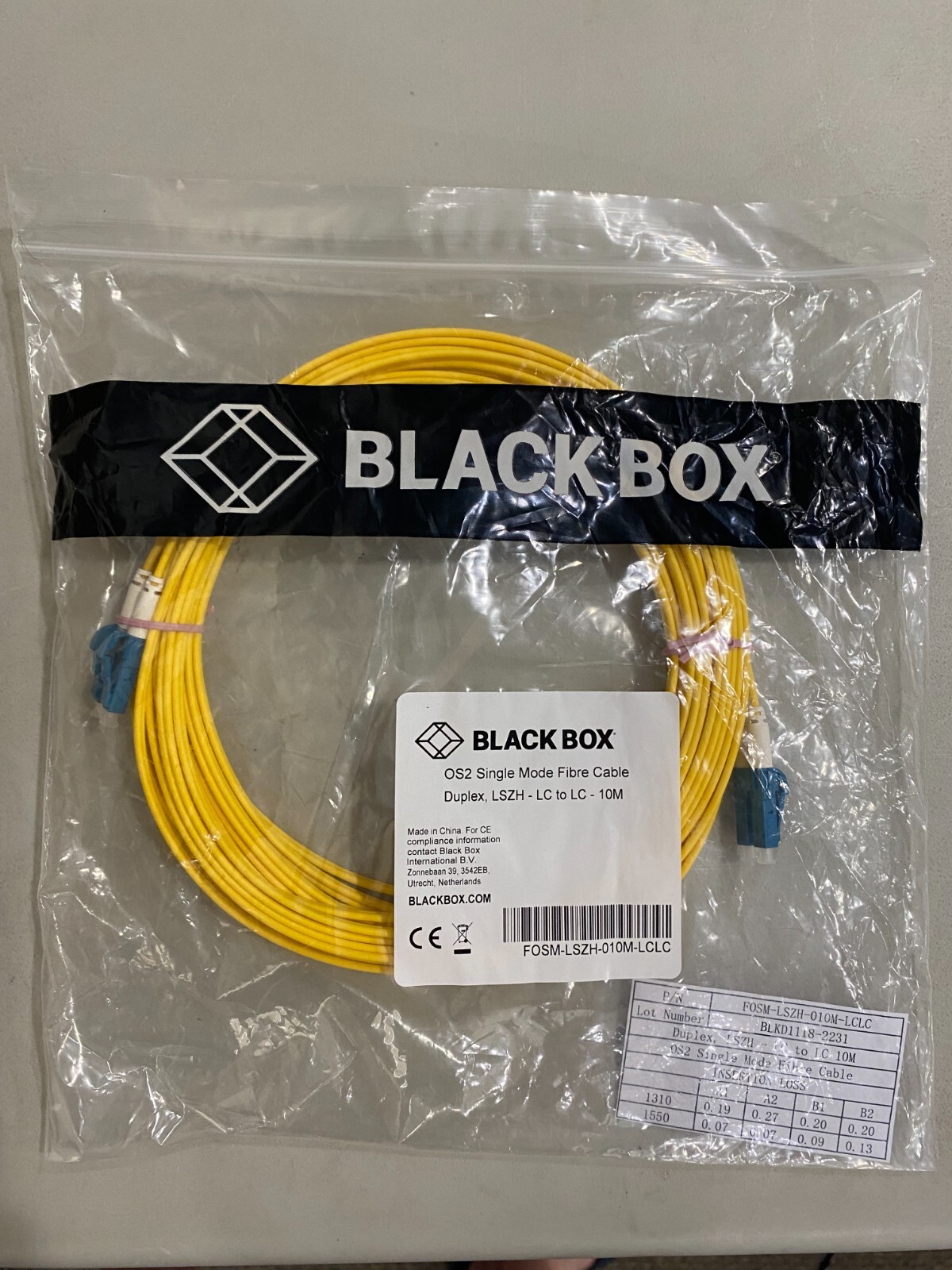 LOT OF 5 Black Box OS2 Single mode Fiber Optic Patch Cable Duplex LSZH  LC to LC