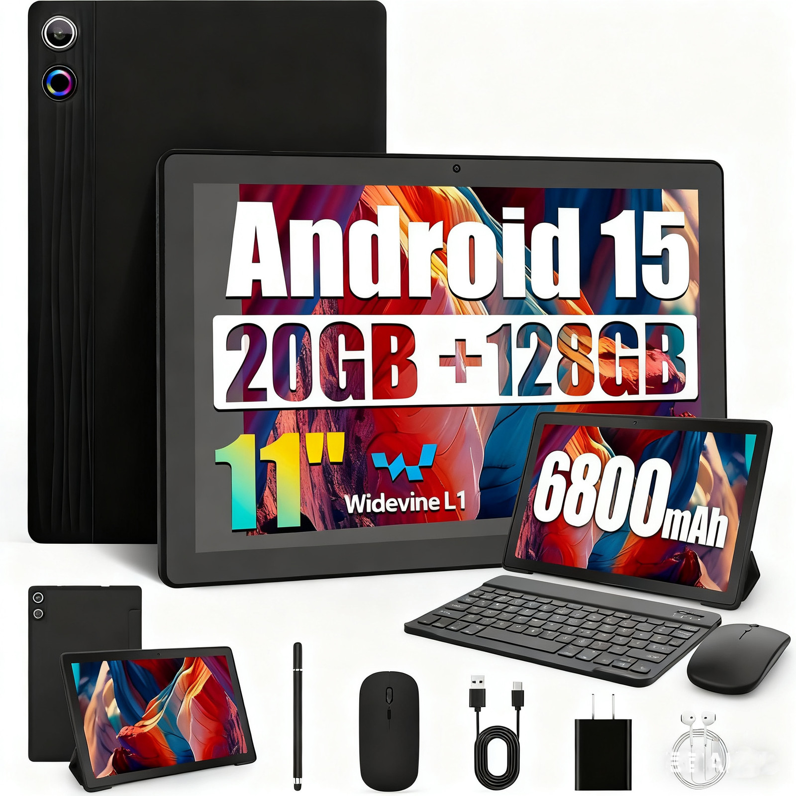 11 inch Android 15 Tablet 20GB RAM 128GB ROM (1TB TF) WiFi 6800mah Dual Camera ！