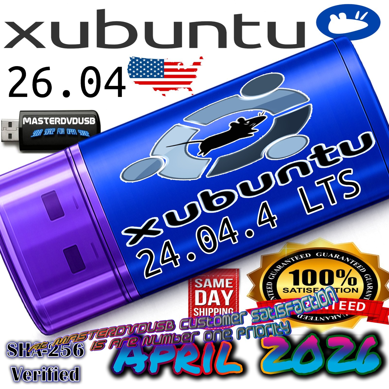 Xubuntu 24.04.4 USB Bootable Live / Installer – 64-bit PC AND INTEL MAC
