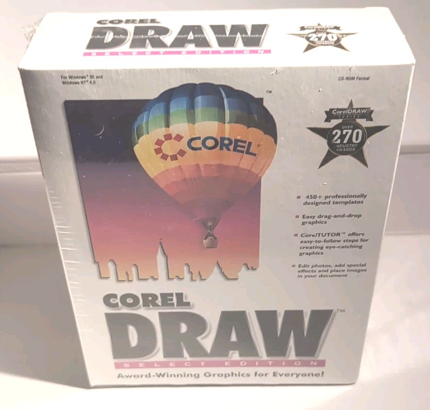 NIB Corel Draw 7 & Corel Photo-Paint 7 Windows 95 NEW AND SEALED Software 1998