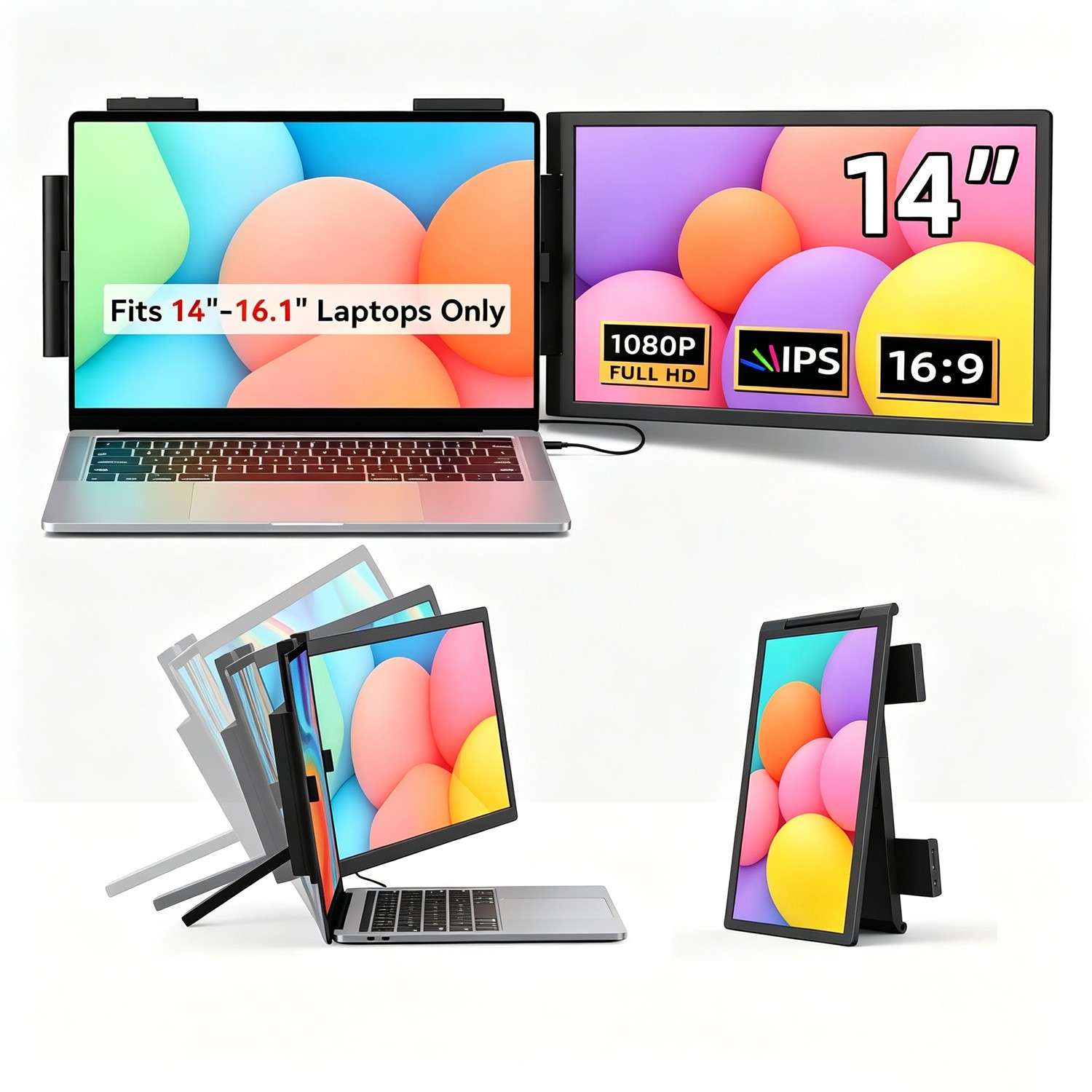 UPERFECT 14 Inch Portable Monitor for Laptop 1920x1080 Laptop Screen Extender