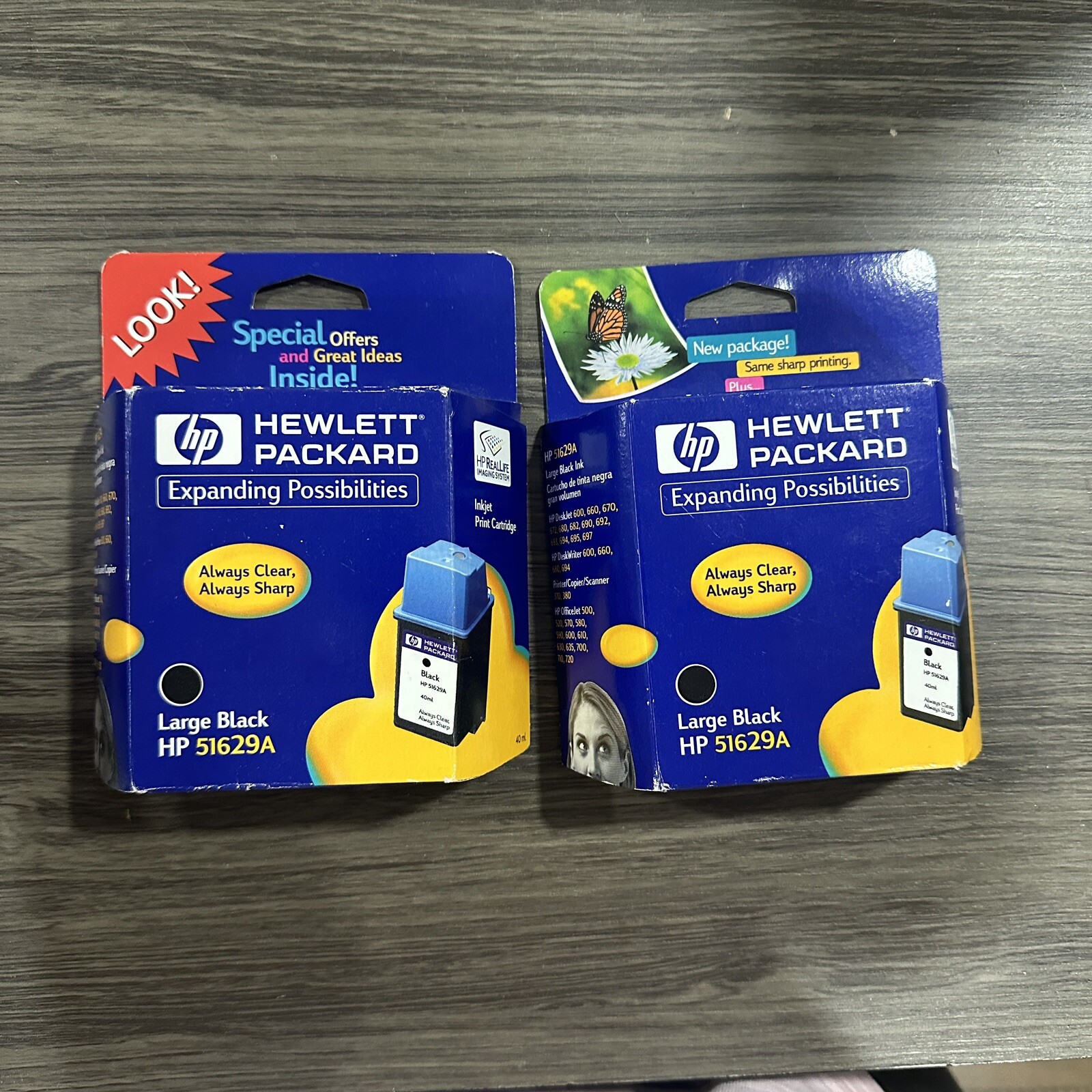 Lot  Of 2 HP 29 Hewlett Packard Large Black HP 51629A Ink Print Cartridge Exp 00