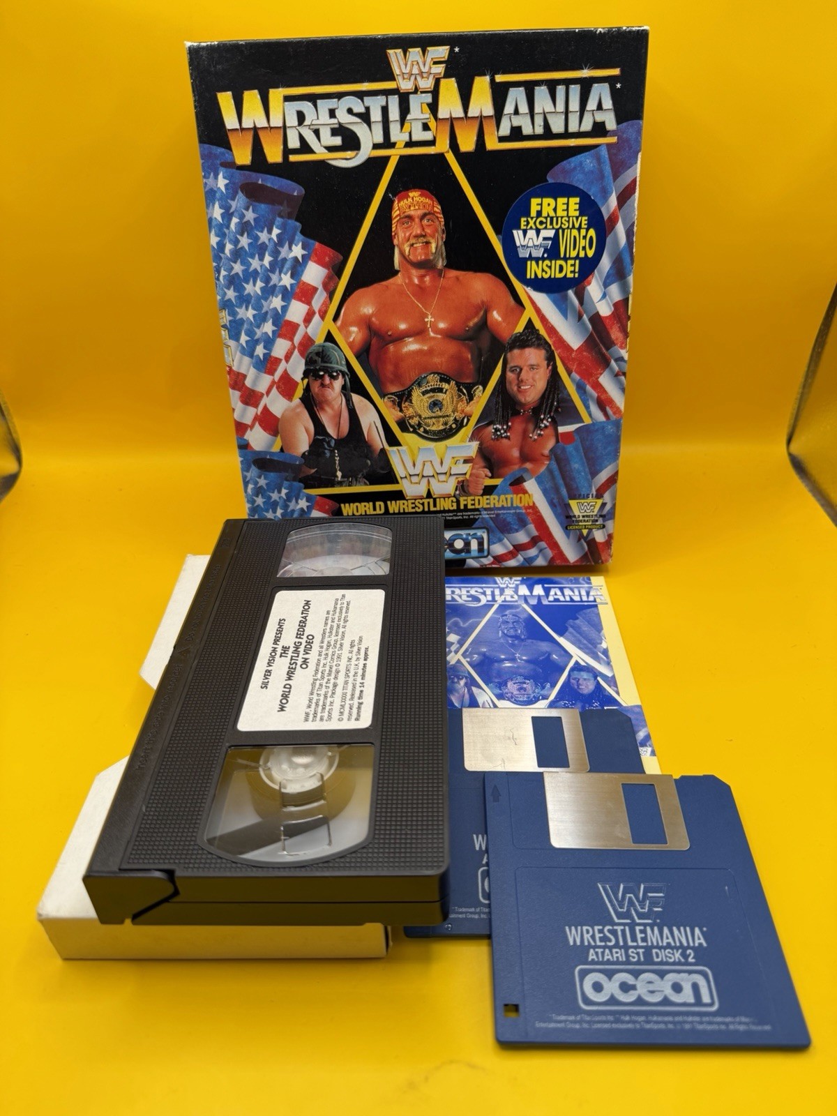 WWF WrestleMania Atari ST Big Box Computer Game Complete CIB W VHS Manual