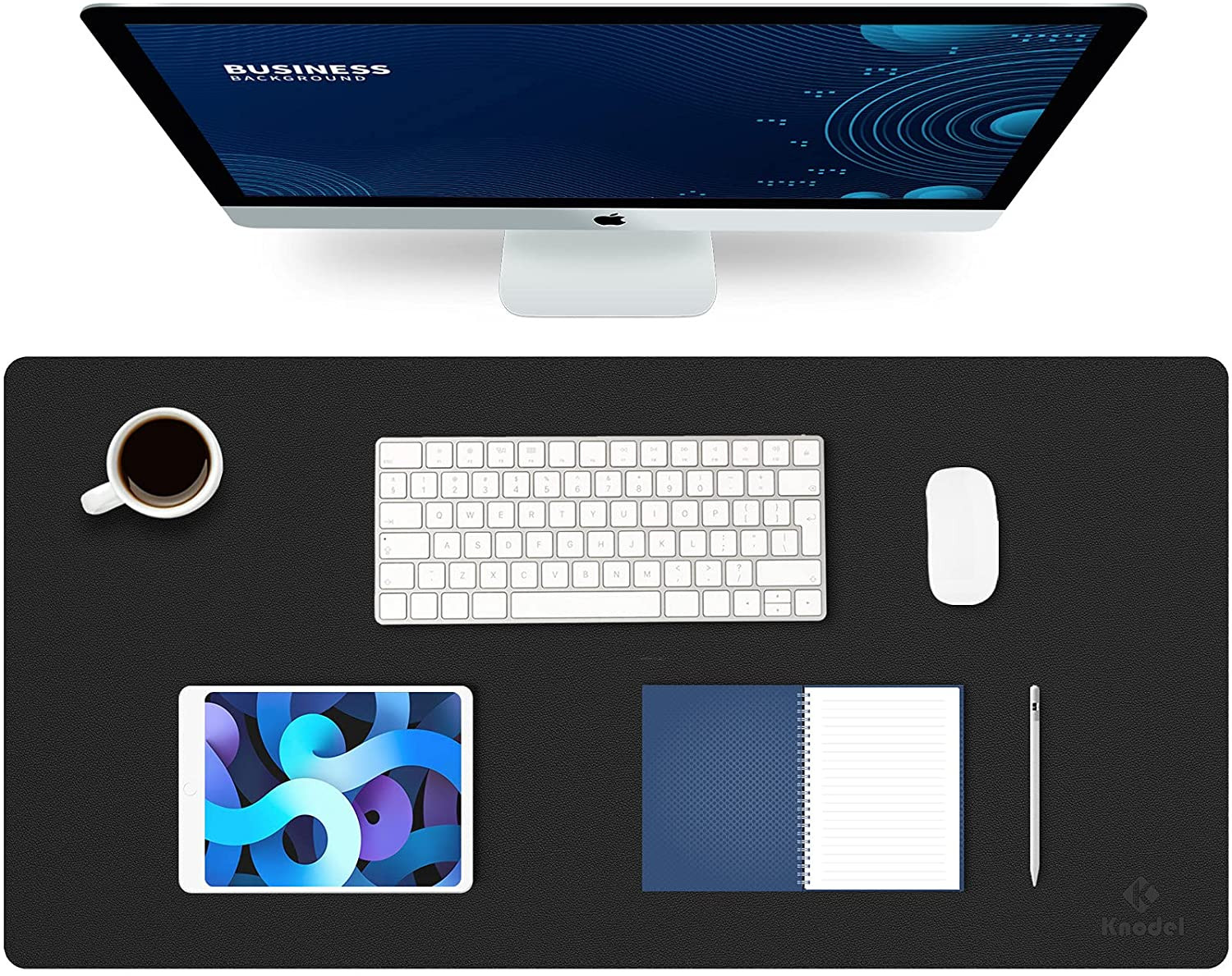 K KNODEL Large Office Leather Desk Mat, Mouse and Keyboard Pad, Computer and Lap