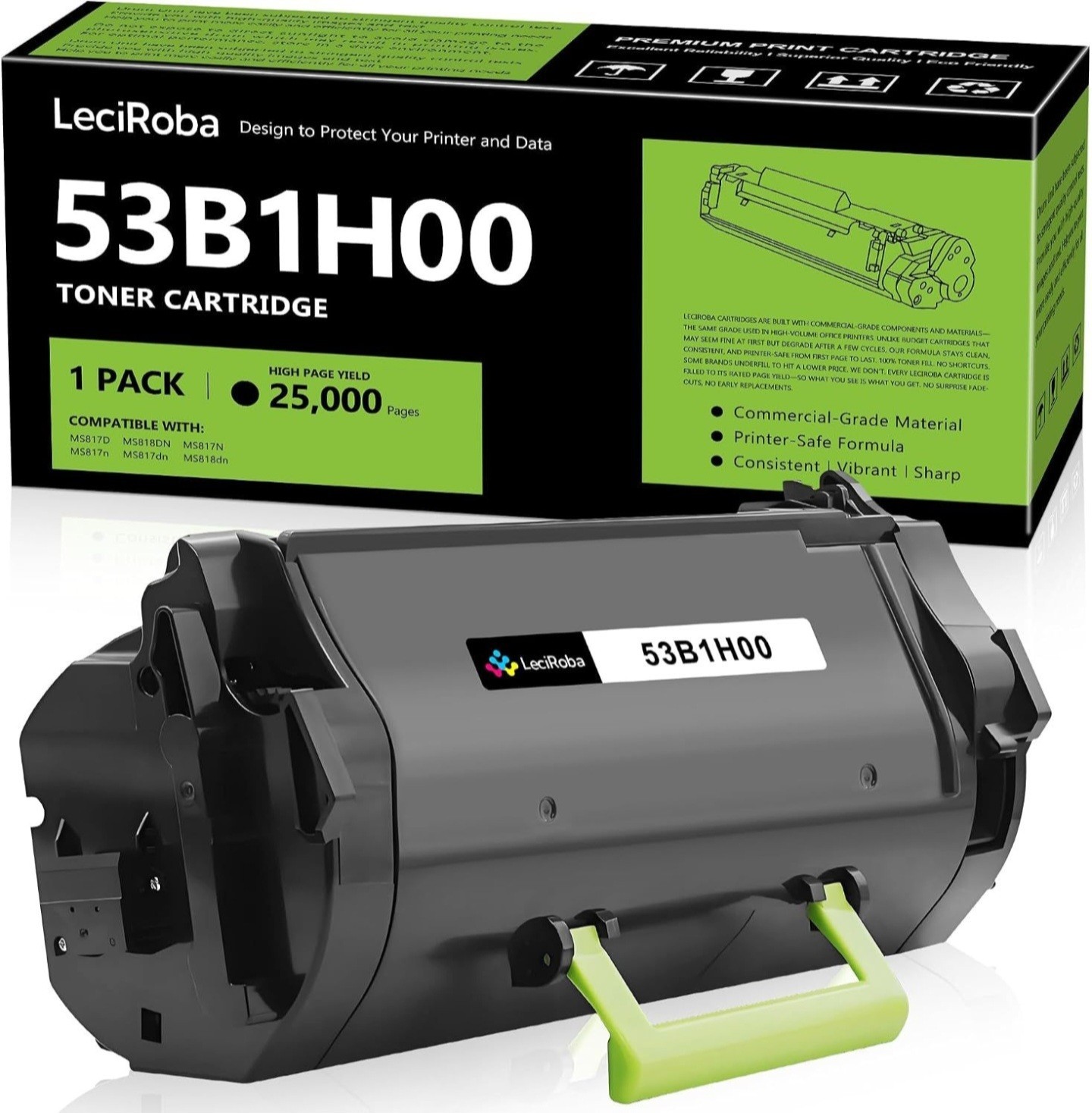 Lex Compatible MS817 MS818 MX717 MX718 High Yield 25K Toner Cartridge 53B1H00