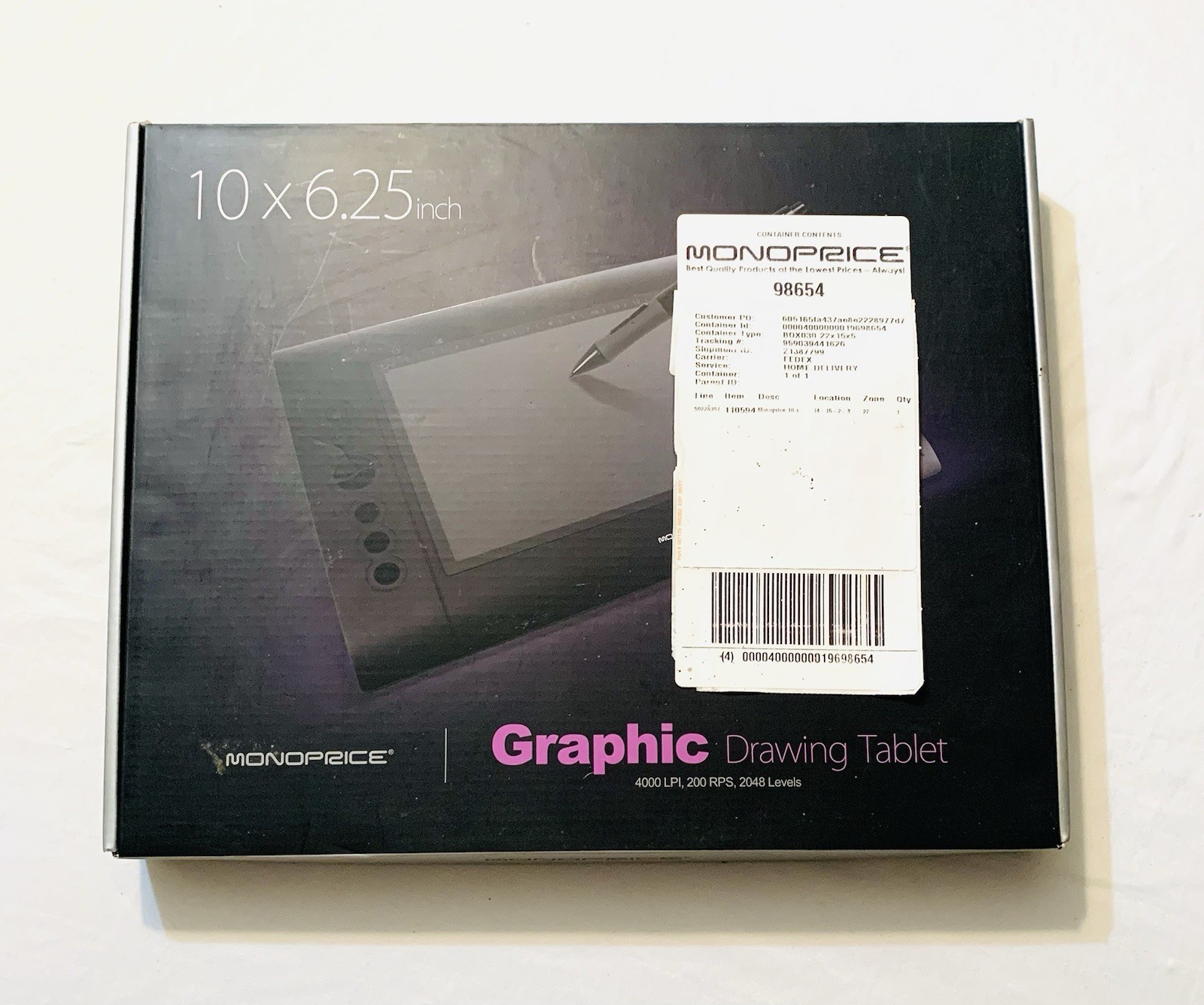 Monoprice 10X6.25in Graphic Drawing Tablet CIB With Pen,software new open box 