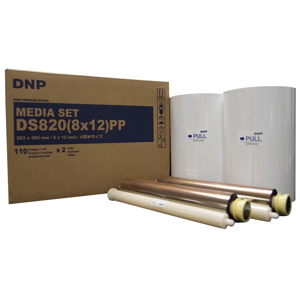 DNP Pure Premium Media for DS820A Printer, 8x12" 110 Prints Per Roll, 2 Rolls Pe