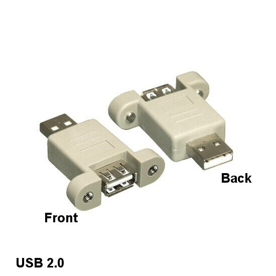 10PCS Panel-Mount USB 2.0 Type A Male to Female Adapter for PC Laptop Notebook
