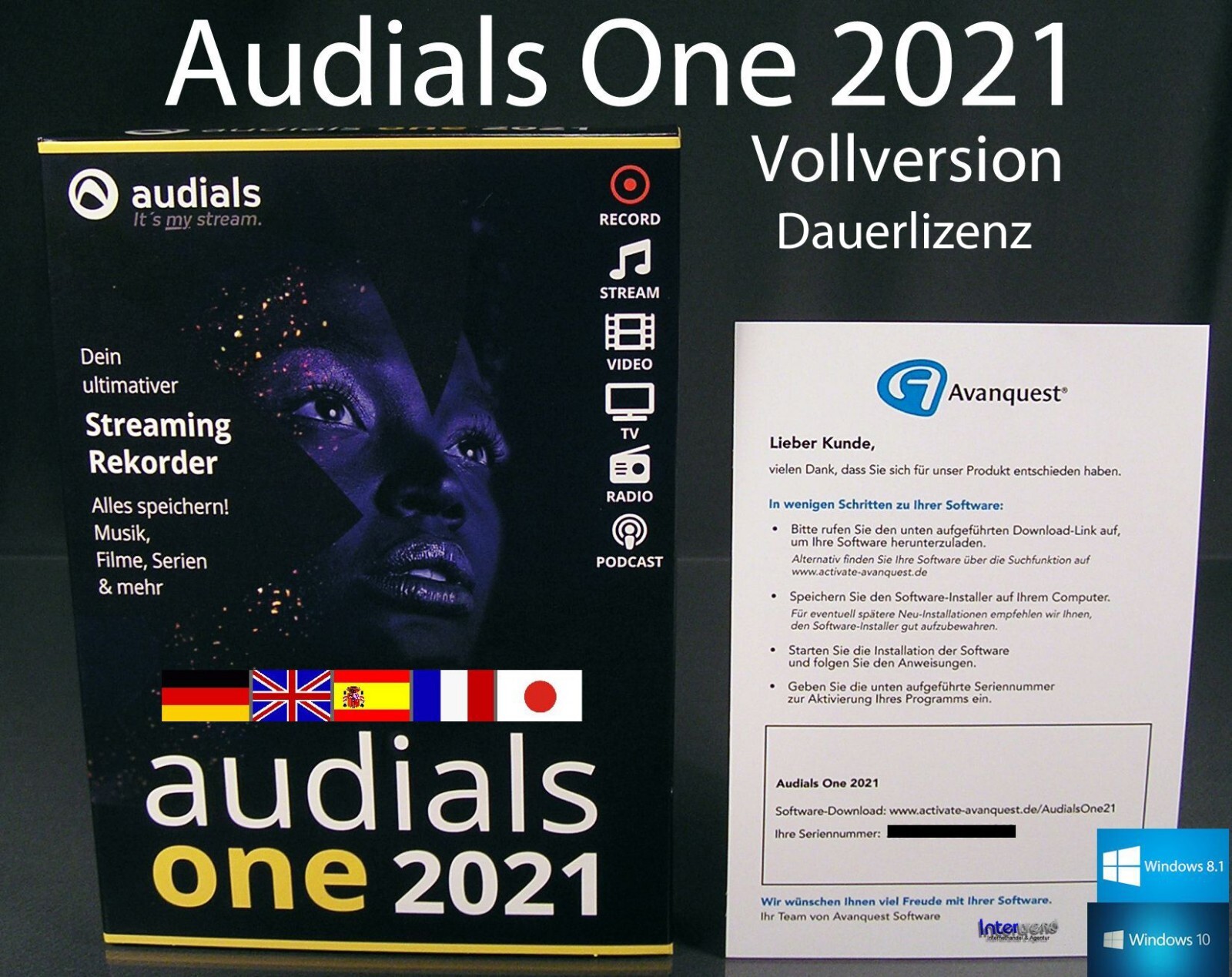 Audials One 2021 Permanent License Box Streaming Recorder TV Movie Radio Music Original Packaging NEW