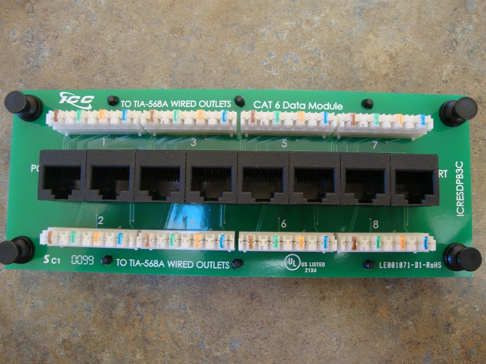 ICC Compact Module, CAT 6 Data, 8-Port ICRESCPB3C NEW open box