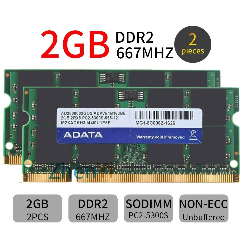 ADATA 4GB 2x 2GB DDR2 667MHz PC2-5300S 200Pin SODIMM Laptop Notebook Memory BT